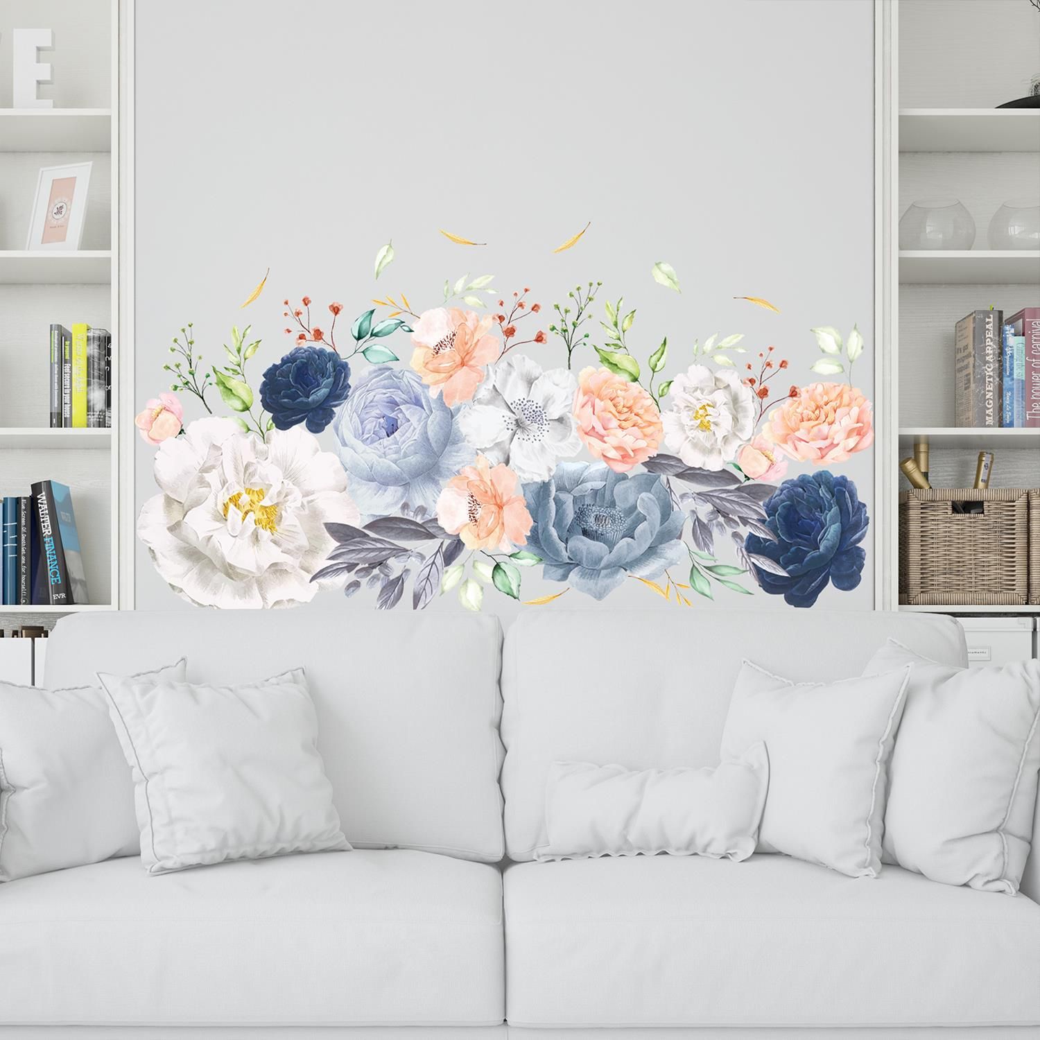 - Transform your rooms with our watercolour floral wall mural stickers set!To apply, just peel and stick onto any clean, flat surfaces like wall, furniture or as window screen, and you are good to go! 
- Easy to install and to remove without leaving a trace. Can be easily trimmed / cut to fit. 
- Application Notes: Please only attach to the painted surface at least three weeks after painting and clean the surface prior to application. 
- Stickers applied on laminated or wallpapered surfaces cannot be removed. DO NOT APPLY in places with direct contact to fire! 
- Please note: Your monitor color may vary from the actual product. Package Contains: 6 sheets of 60 x 90 cm with 49 pieces of stickers. Finishing size: 232 x 121 cm or 91.3 x 47.6 inches.