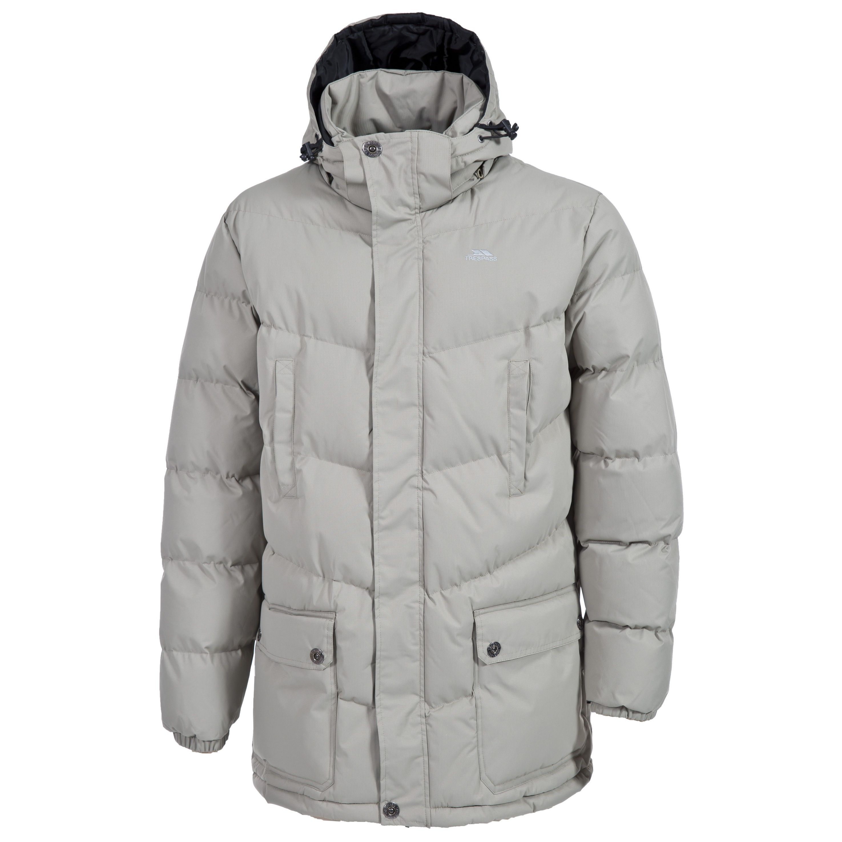 Mens padded jacket. Adjustable zip off hood. 2 chest welt pockets. 2 patch pockets. Drawcord hem. Elasticated cuff. Shell: 100% Polyester, Lining: 100% Polyester, Padding: 100% Polyester.