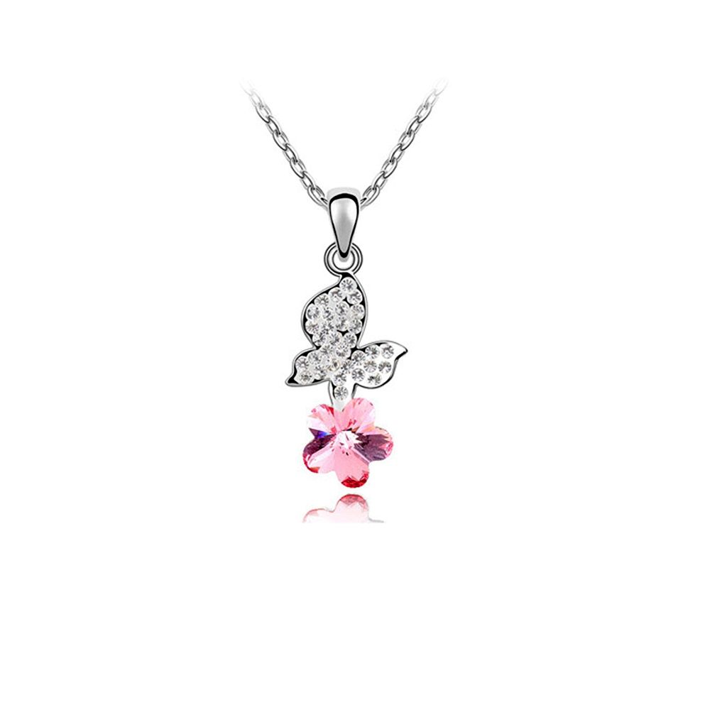 Swarovski - Pink Swarovski Element Crystal Butterfly Pendant