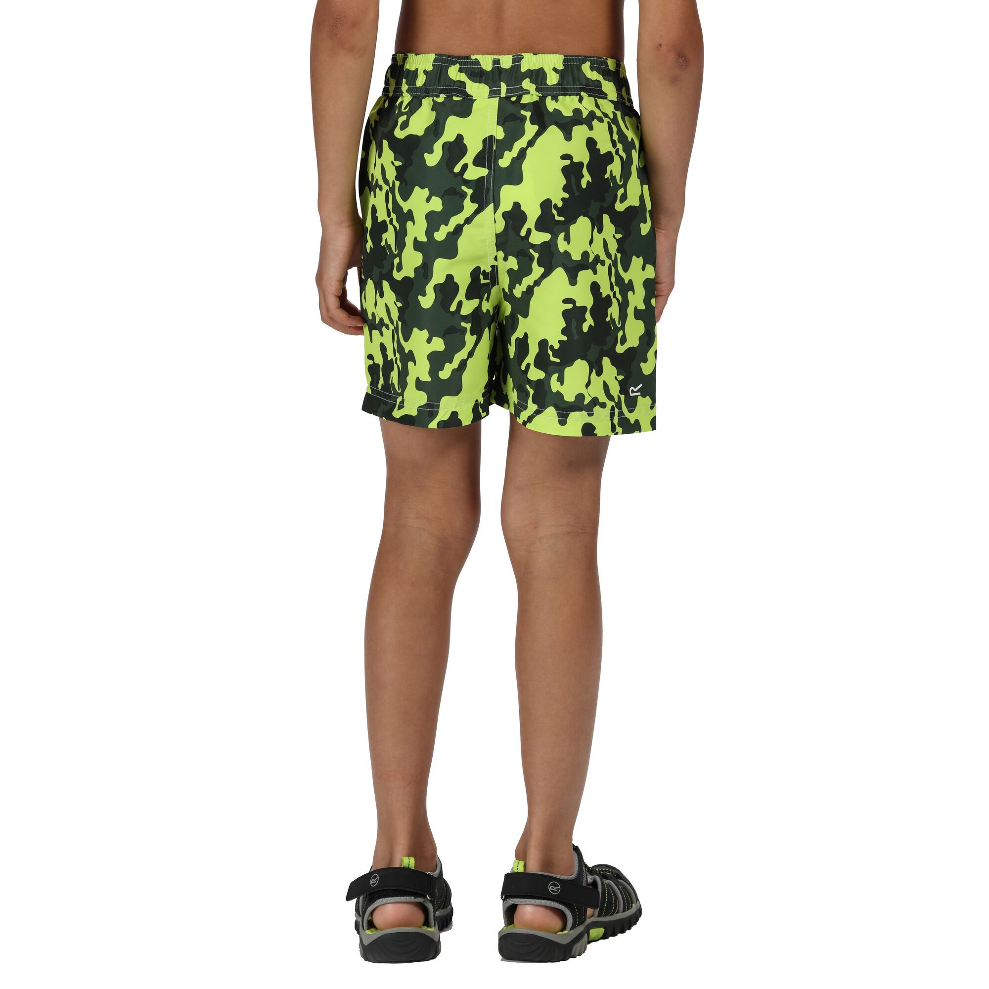 100% polyester Taslan fabric. Quick drying fabric. All over camouflage print. Mesh brief liner. Elasticated waist. 2 side pockets. Size guide (waist): 2 Years 52-53cm, 3-4 Years 53-54cm, 5-6 Years 55-57cm, 7-8 Years 58-60cm, 9-10 Years 61-64cm, 11-12 Years 65-66cm, 13 Years 69cm, 14 Years 73cm, 15-16 Years 73cm. Please note: Drawcord not included.