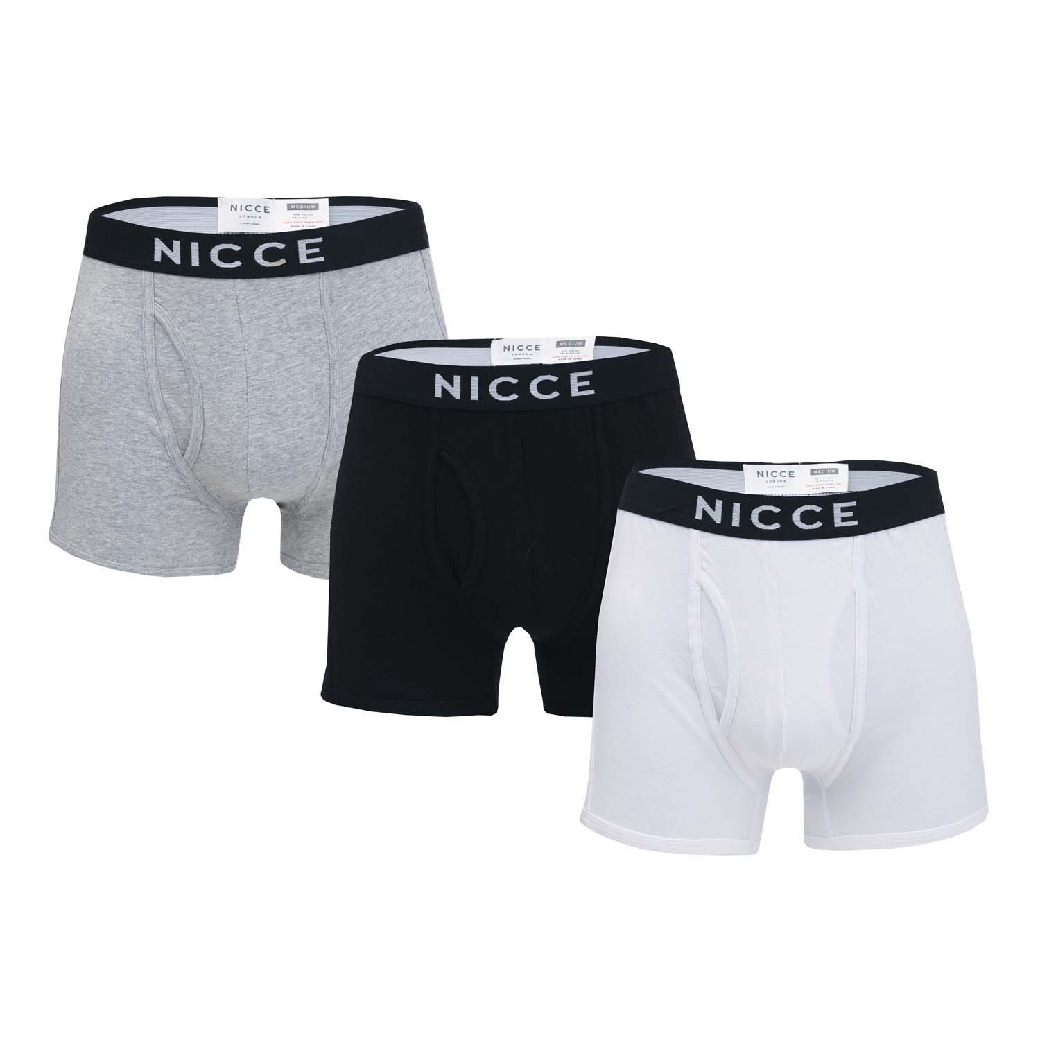 NICCE Codular boxershorts voor heren, set van 3, zwart-grijs-wit