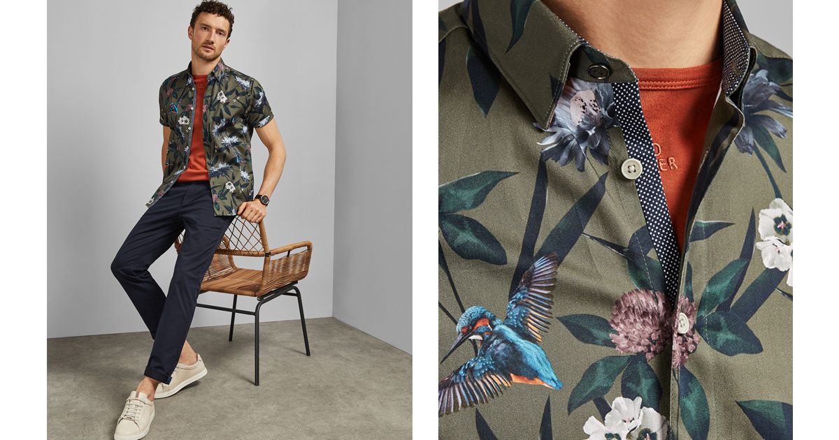 Short-Sleeved Kingfisher Printed Shirt