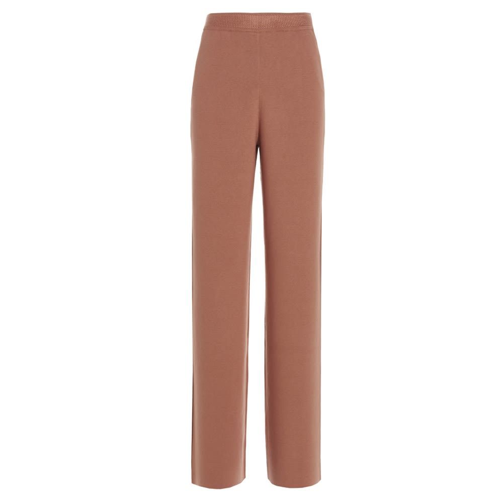 'Sorbonne' knitted silk and cotton blend trousers with elastic waistband, wide leg and welt pockets on the sides.