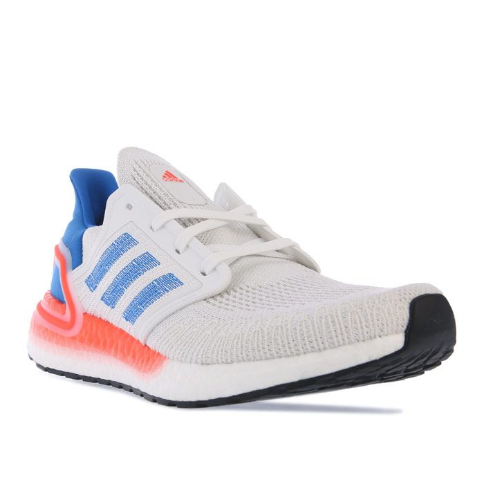 Men's adidas Ultraboost 20 Running Shoes in White blue