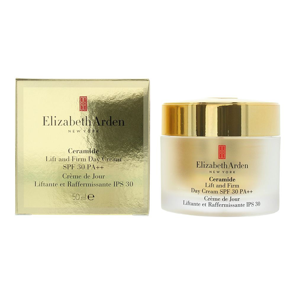 Elizabeth Arden Ceramide Lift And Firm Day Cream is a fabulous antiaging moisturiser that reduces the appearance of wrinkles and lines provides intense longlasting moisture and makes skin appear lifted sleeker brighter and younger looking. Added sunscreen helps to protect from the aging effects of the sun.
