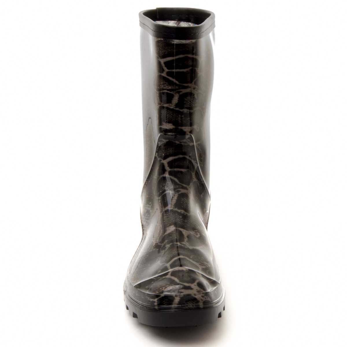 Capsula by Kelara collection. Average cane boot with measures: 20cm * 15cm. Perfect for rainy days as it keeps the feet warm and dry. Snake pattern. Watch as an external lining is a single piece so that water does not penetrate. Anti-slip rubber floor. Previous and later reinforcement for durability. Removable padded template.