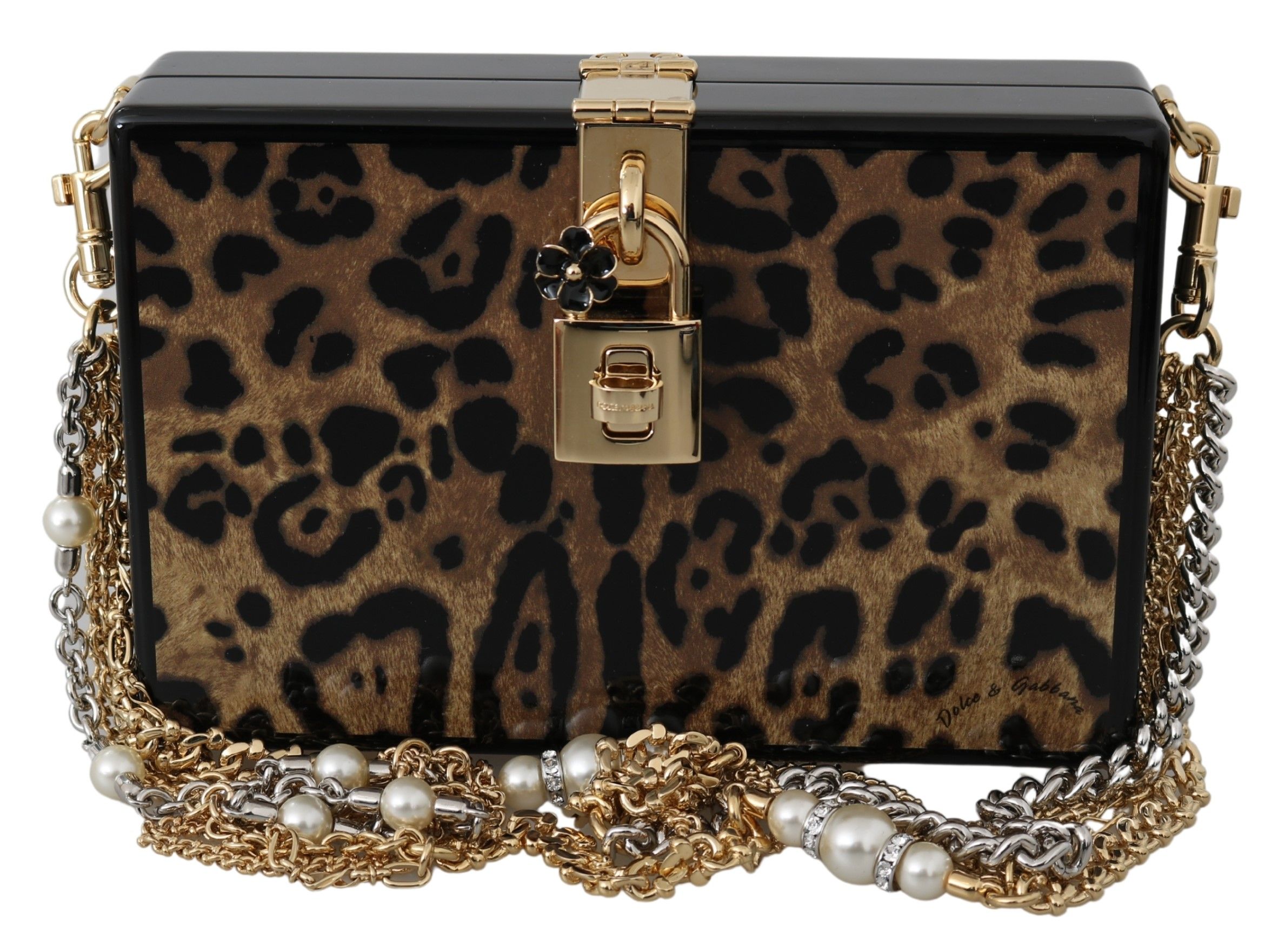 Dolce & Gabbana Brown Leopard Women's Shoulder BOX Wood Bag