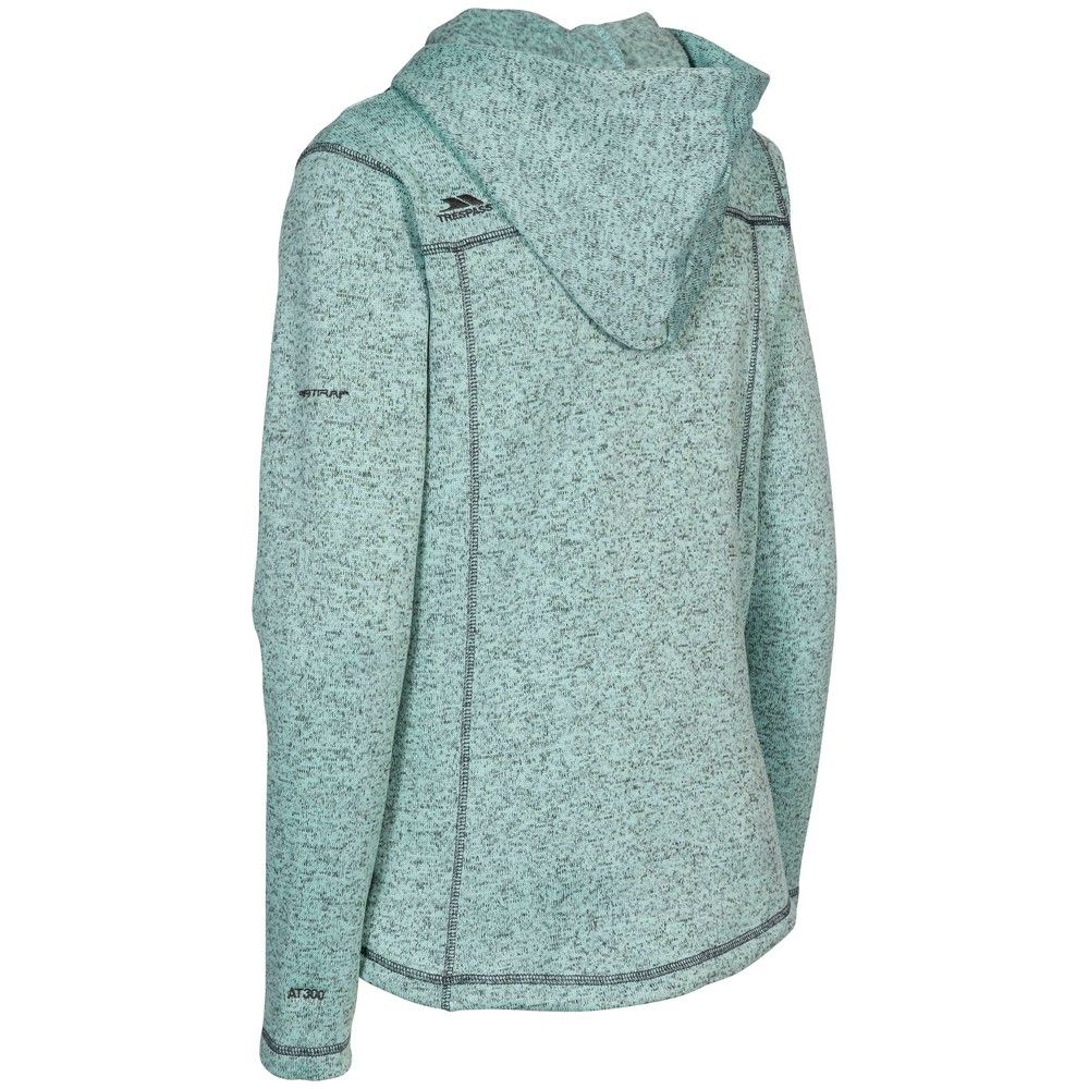 Knitted marl fleece. Brushed back. Hooded style. Contrast zips. 2 zip pockets. Inner zip facing. Coverseam stitch detail. Adjustable drawcord hem. Contrast hood cord ties. 100% Polyester. Trespass Womens Chest Sizing (approx): XS/8 - 32in/81cm, S/10 - 34in/86cm, M/12 - 36in/91.4cm, L/14 - 38in/96.5cm, XL/16 - 40in/101.5cm, XXL/18 - 42in/106.5cm.