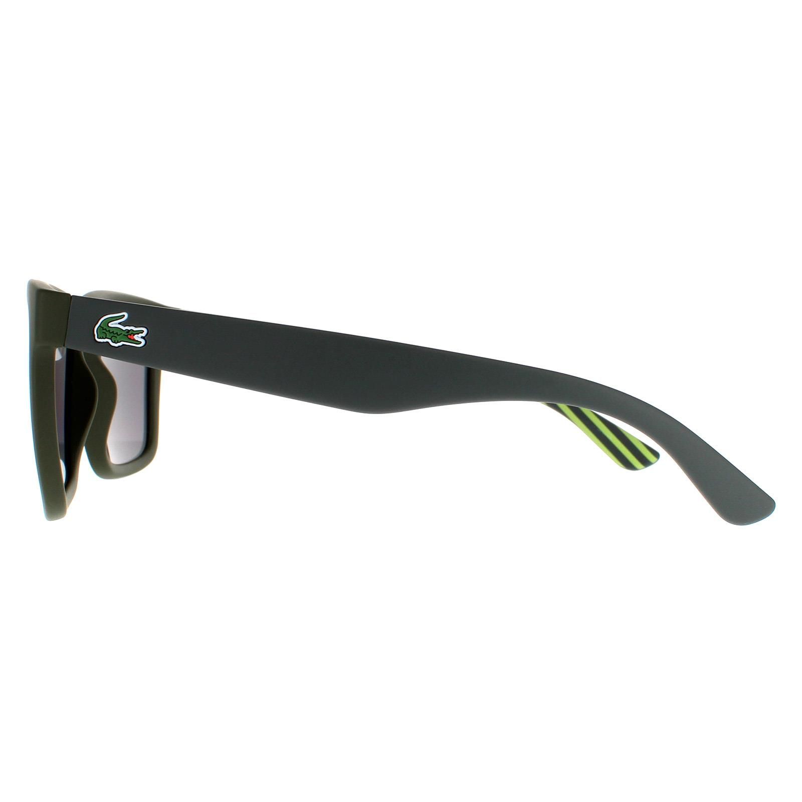 Lacoste Sunglasses L750S 318 Matte Green Green Mirror are a simple style with a classic rectangular look with the instantly recognisable alligator logo on the temple. AN interesting black and white inside pattern completes the look.