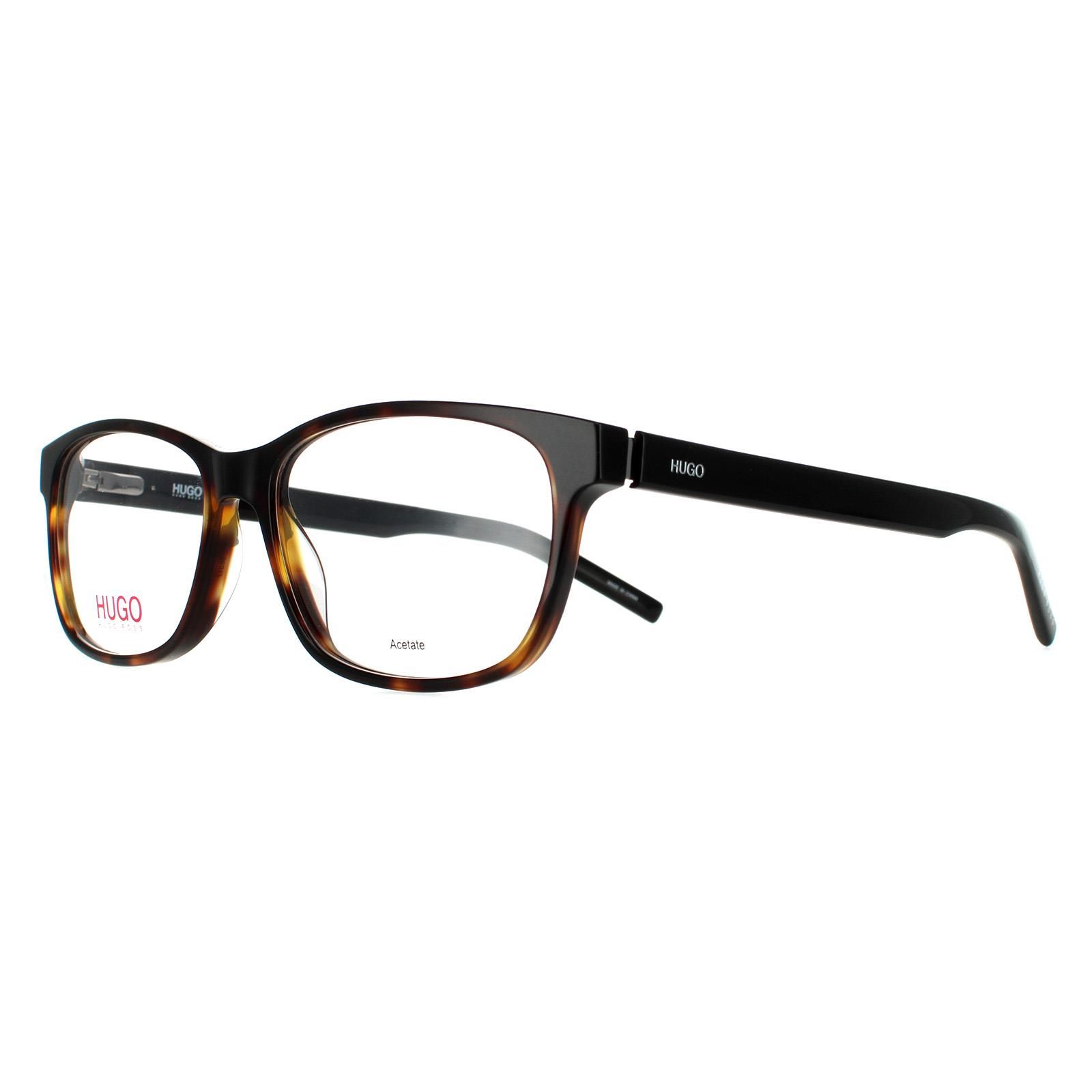 Hugo by Hugo Boss Rectangular Mens Dark Havana Glasses Frames HG 1115 are a classic square shape crafted from lightweight acetate. The Hugo Boss logo features along the temple for brand authenticity.