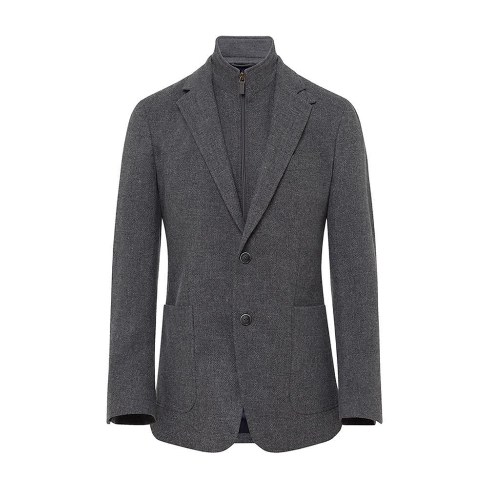 Men's Hackett, Wool, Cotton & Cashmere Hopsack Jacket in Grey