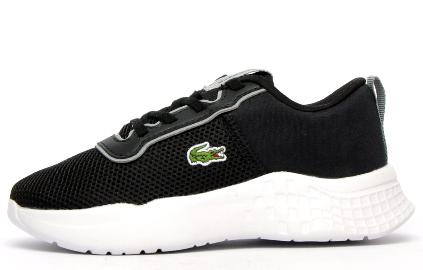 Its time to take your athleisure looks to a new level in the Court-Drive, a super comfy trainer which is great for all types of wear. This versatile model features a 3D-generated texture wrap on the midsole for superior cushioning and support whilst the highly breathable upper construction delivers the best of support and looks perfect for athleisure wear. Eye-catching Lacoste croc branding sits at the mid-section of the upper and tongue delivering high impact brand visibility and head turning looks 
 
 - Textile mesh / synthetic mix upper
 - Padded heel and ankle collar
 - Cushioned midsole
 - Lace up fit and feel
 - Durable outsole
 - Heel loop for easy on / off wear
 - Iconic Lacoste branding throughout
 
 Please Note: 
 These Lacoste trainers are sold as B grades which means there may be some very slight cosmetic issues on the shoe and they come in a Lacoste box with the Lacoste brand authenticity details attached to it. We have checked every pair of these shoes and in our opinion at these heavily reduced prices all are very saleable. All shoes are guaranteed against fair wear and tear and offer a substantial saving against the normal high street price. The overall function or performance of the shoe will not be affected by cosmetic issues. B Grades are original authentic products released by the brand manufacturer with their approval at greatly reduced prices. If you are unhappy with your purchase we will be more than happy to take the shoes back from you and issue a full refund.