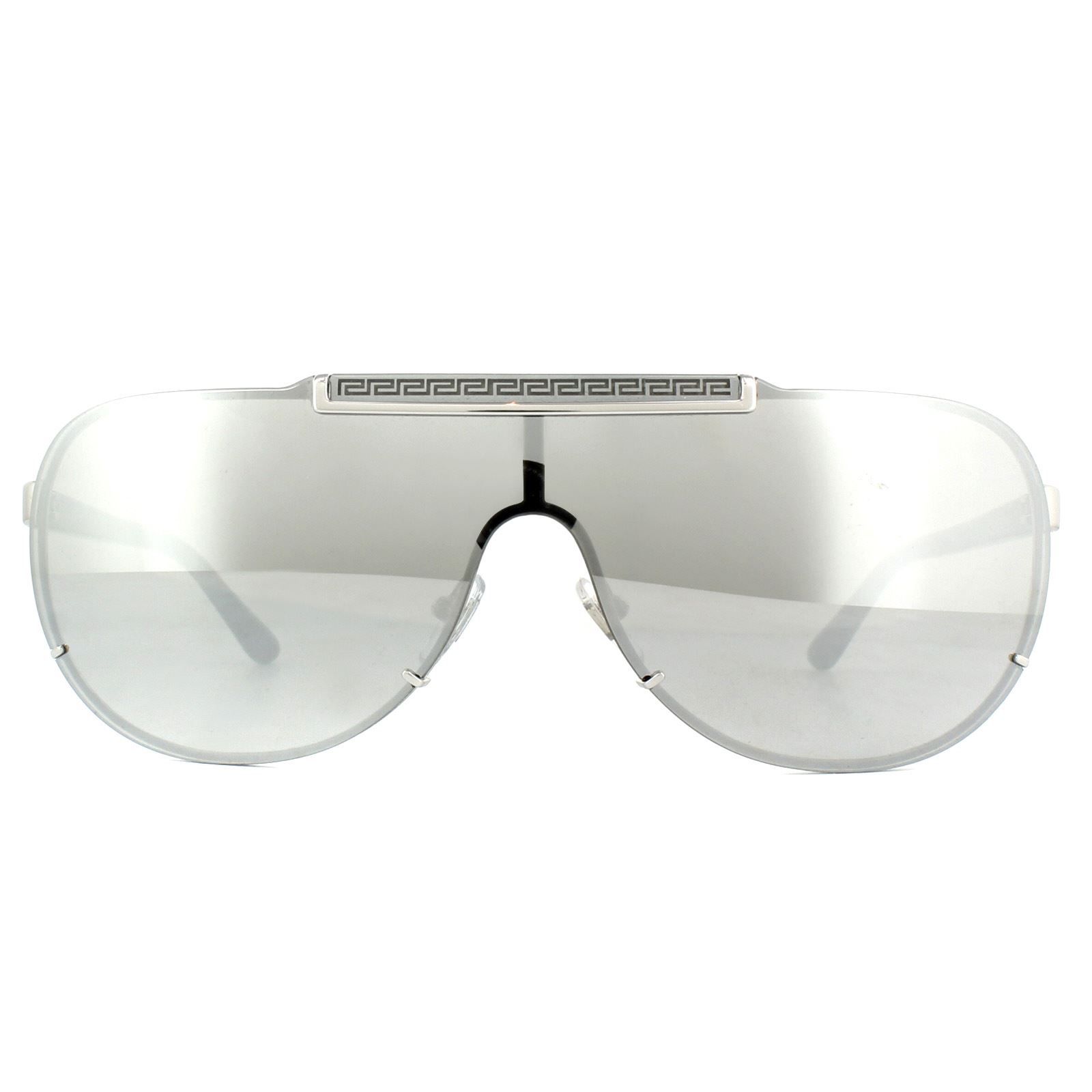 Versace Sunglasses VE2140 10006G Silver Light Grey Silver Mirror