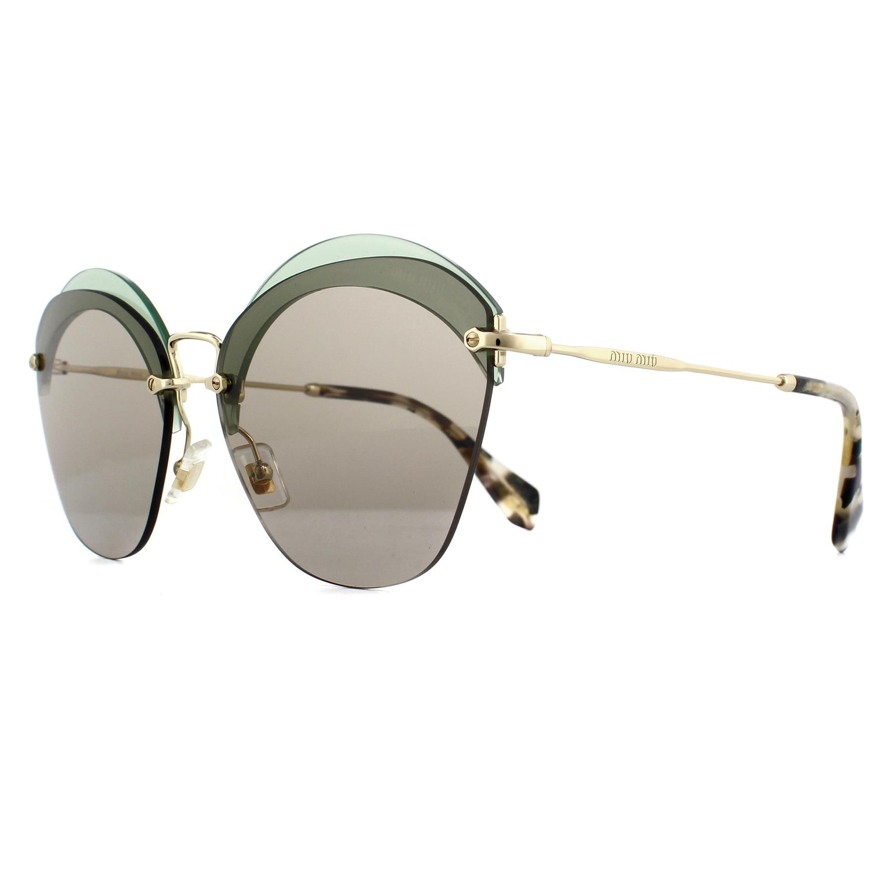 Miu Miu Sunglasses MU 53SS VX15J2 Green & Gold Light Brown have a multi-dimensional look with 2 lenses and slim metal arms for a really poised elegant finish with typical Miu Miu panache