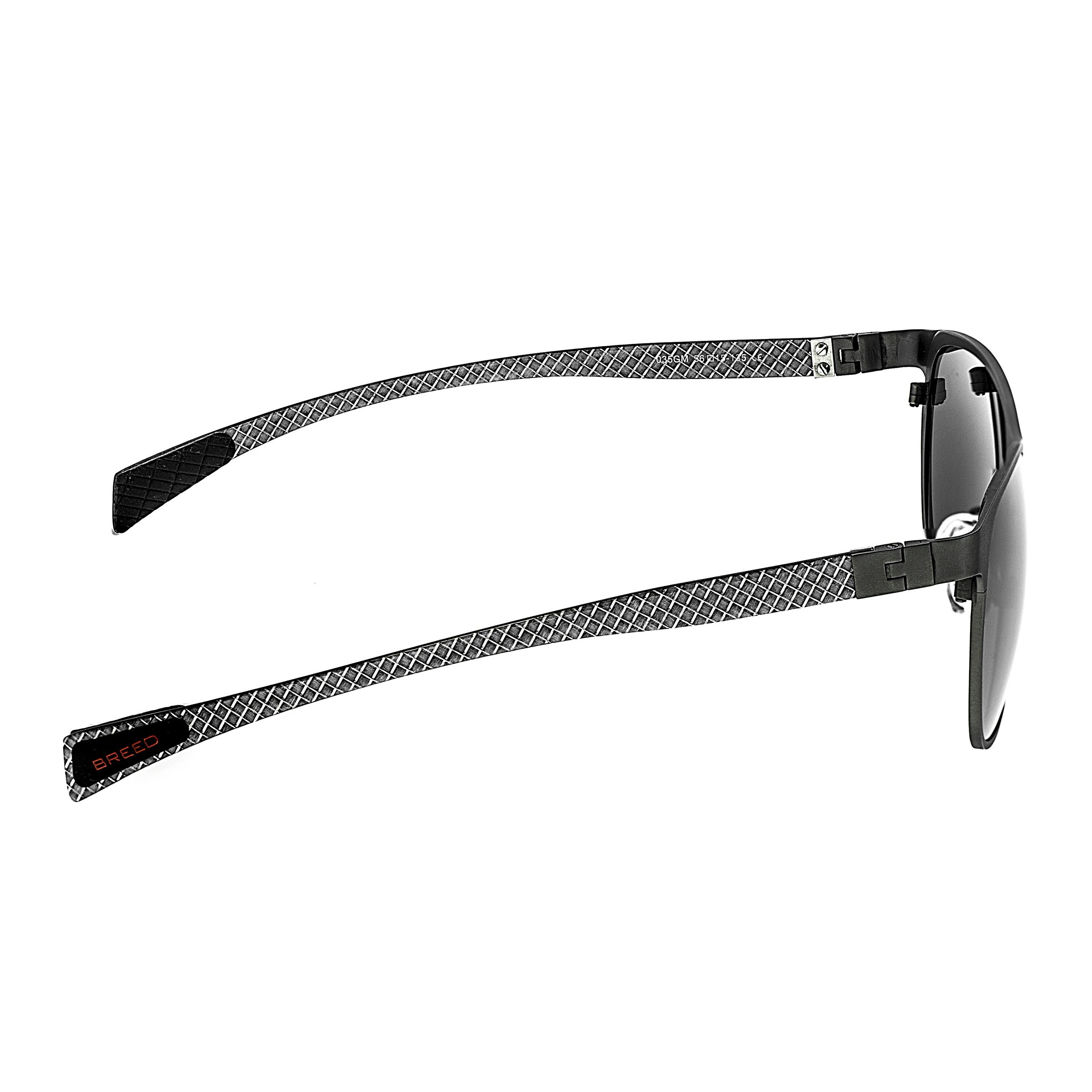 Lightweight Titanium Frame; Anti-Scratch and Anti-Fog Multi-Layer TAC Polarized Lenses; eliminates 100% of UVA/UVB light; Carbon Fiber Arm w/ Flexible Two-Way Bend and Logo-Engraved Tips w/ Inner Rubber Padding; Adjustable Nose Pads for a Comfortable Secure Fit; Standard Stainless Steel Hinges; 100% FDA Approved; Impact Resistant;