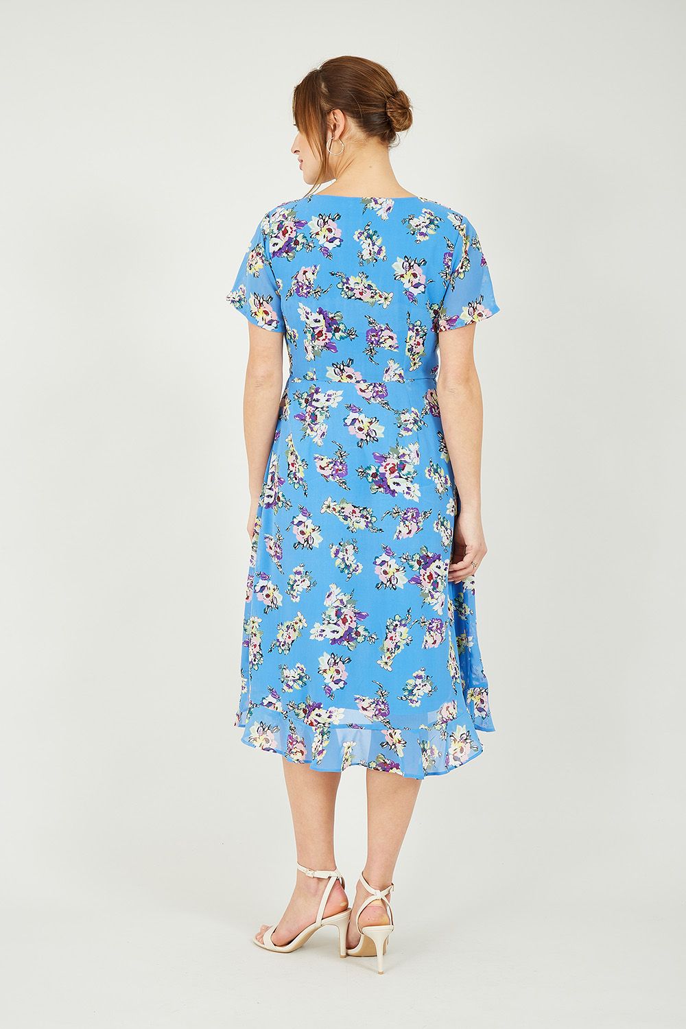 Yumi Blue Floral Wrap Dress