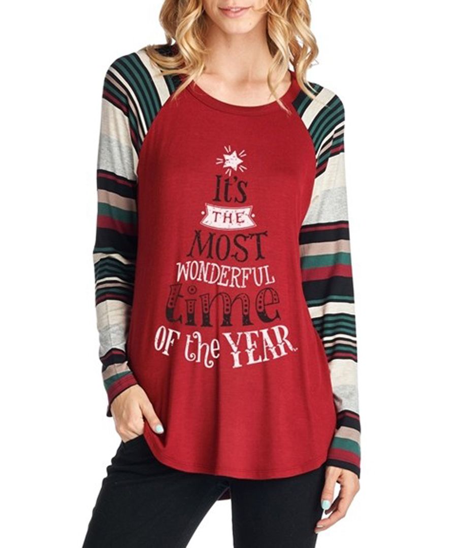 Vera Dolini Wonderful Time red long sleeve top