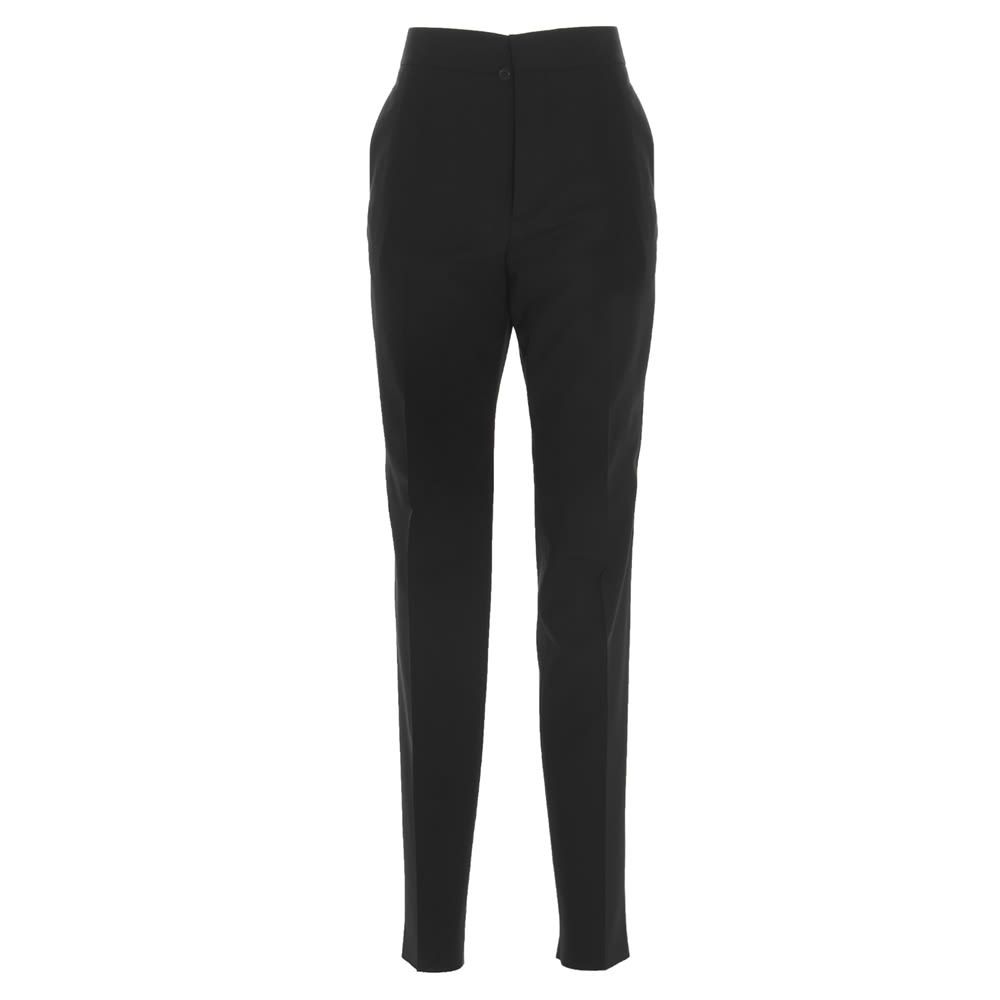 Dsquared2 stretch cotton trousers with super high waist, button fly , rear buckle and center pintuck.