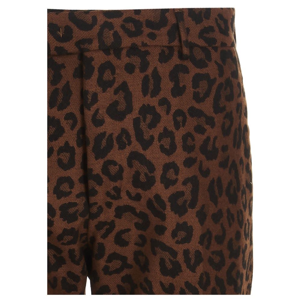 '11' animal print wool trousers featuring a high waist, a zip and hook closure.  Slim fit.