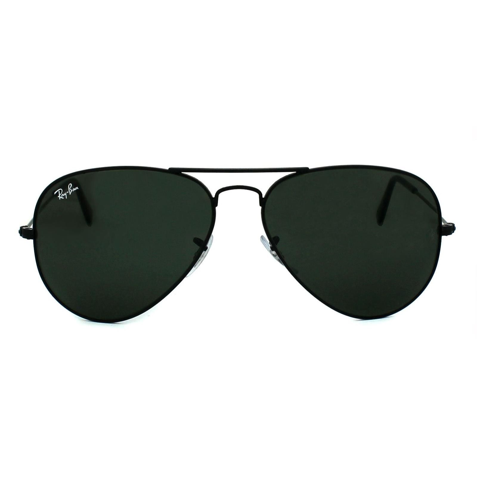 Ray-Ban Sunglasses Aviator 3025 L2823 Black Green were originally designed in 1936 for US military pilots and have since become one of the most iconic sunglasses models in the world. The timeless design is characterised by the thin metal wire frame, large teardrop shaped lenses and fine metal temples that feature silicone tips and nose pads for a customised and comfortable fit. This classic model is available in various sizes and an array of colourways.