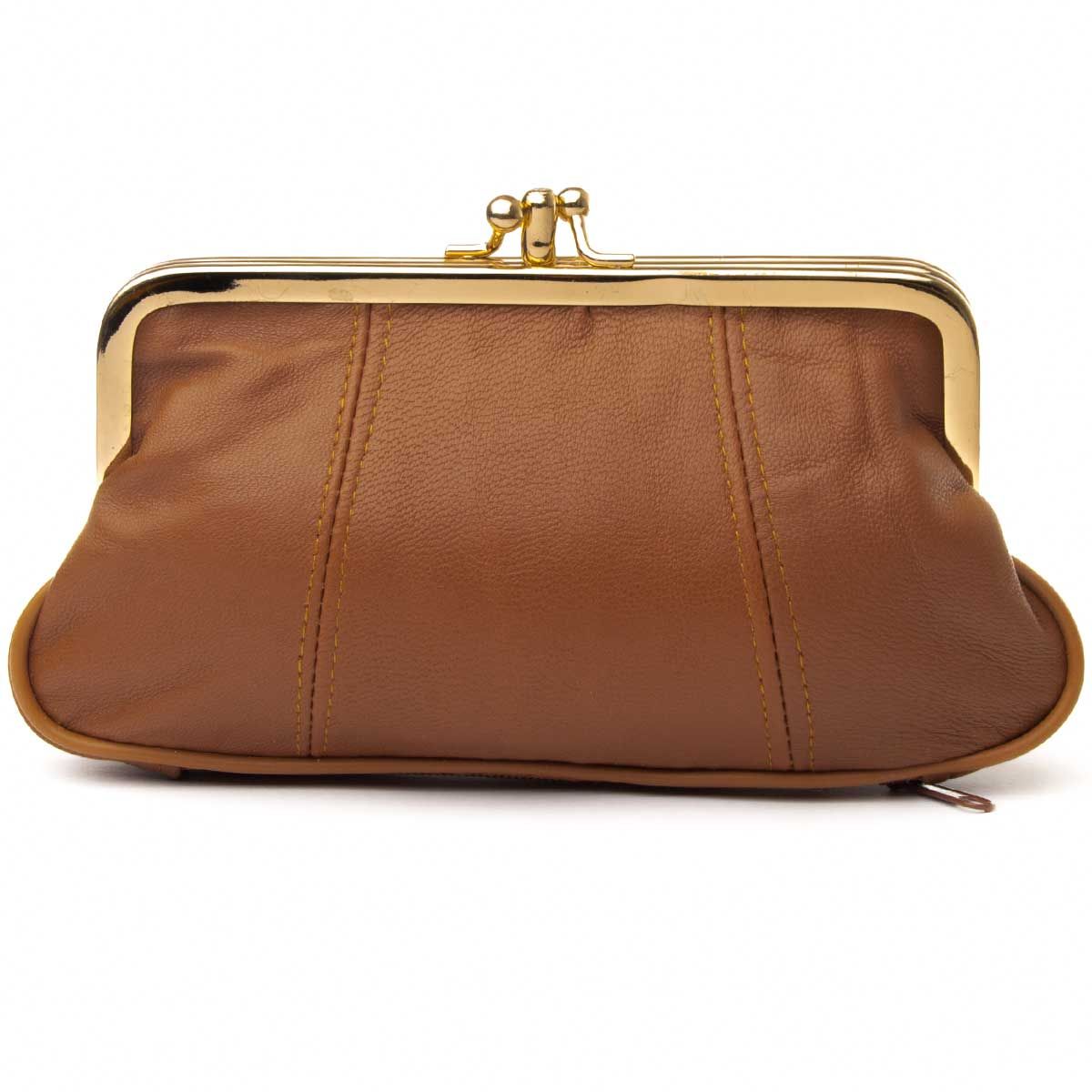 Measure: 10 * 17 * 2 cm. Women's purse, made of leather with closure closure. It is very flexible and comes doubly sewn. It has two exterior pockets with zip and two independent interior departments, lined with textiles. Very practical and comfortable. 100% natural skin.