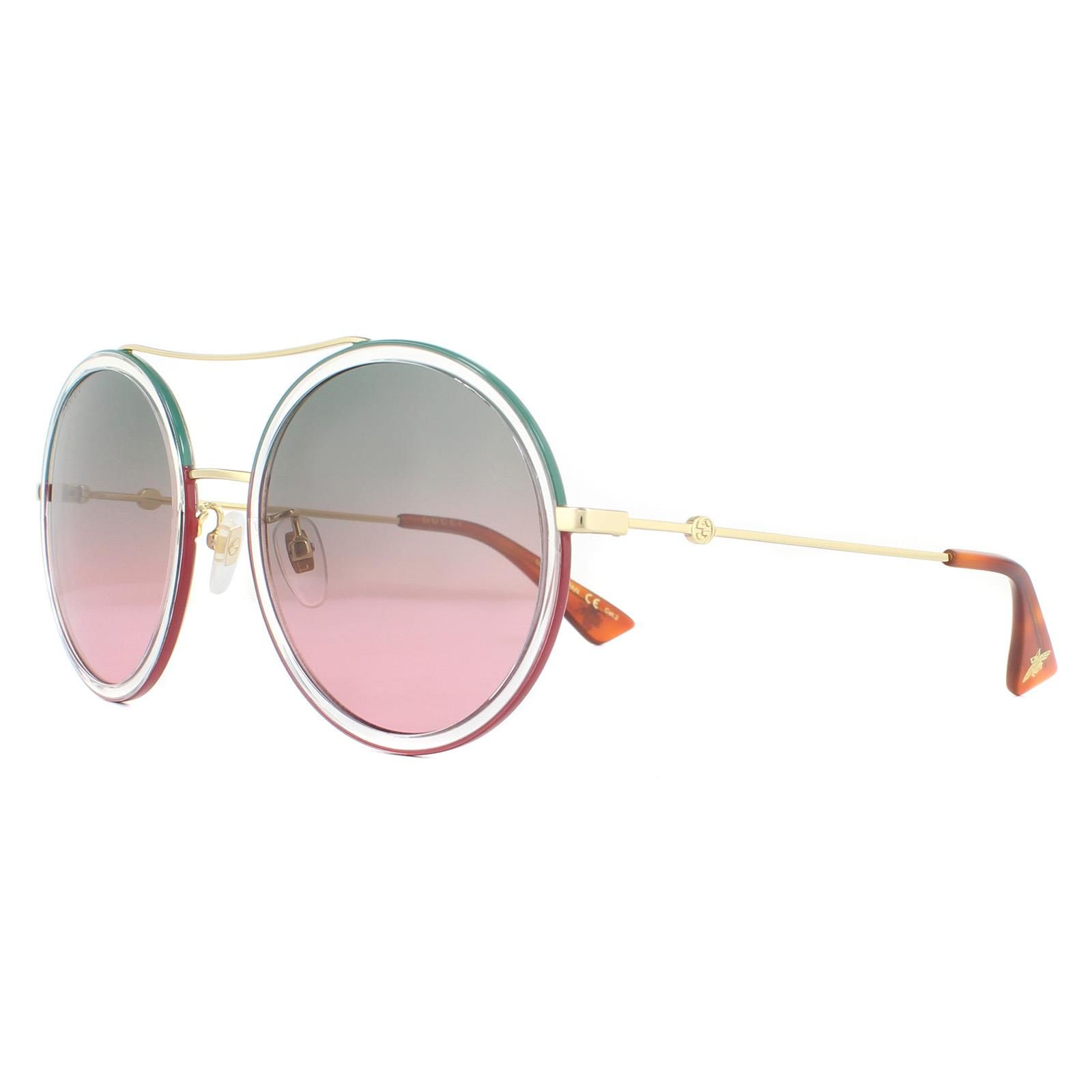 Gucci Sunglasses GG0061S 022 Gold Green and Red Green to Red Gradient