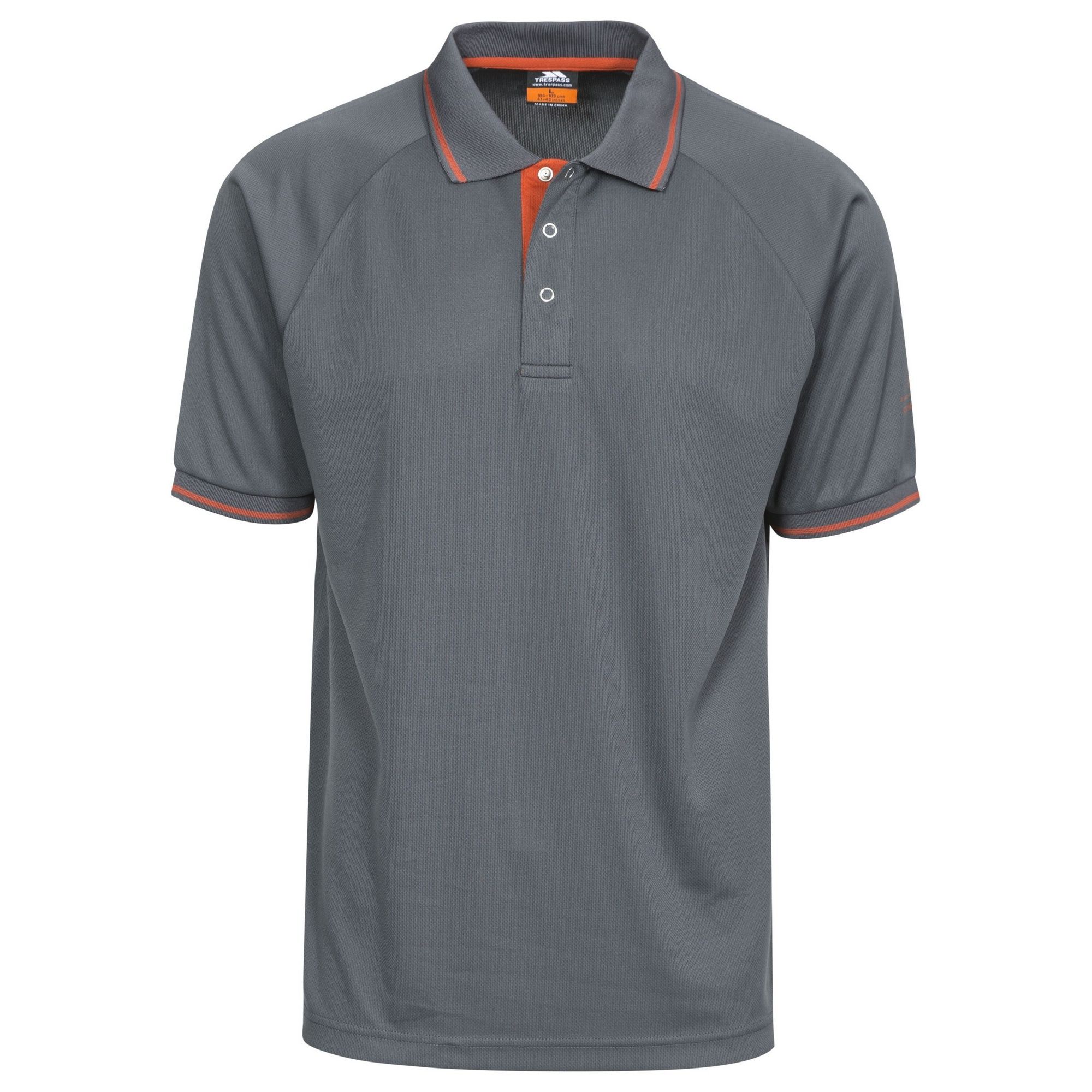 Short sleeve. Ring stud fastening. Knitted rib collar and cuff. Contrast trims. Mosquito repellent finish. Quick dry. UPF40+. 100% Polyester. Trespass Mens Chest Sizing (approx): S - 35-37in/89-94cm, M - 38-40in/96.5-101.5cm, L - 41-43in/104-109cm, XL - 44-46in/111.5-117cm, XXL - 46-48in/117-122cm, 3XL - 48-50in/122-127cm.
