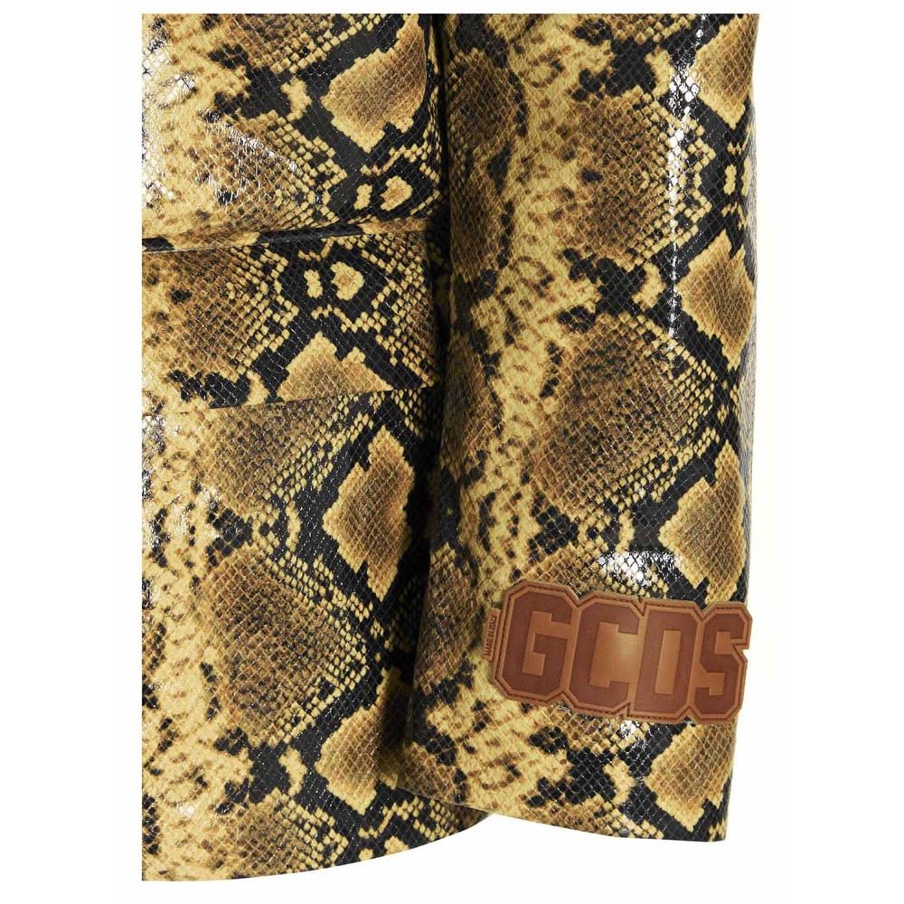 Eco leather double breast blazer jacket featuring an all over snake print, and padded shoulders.