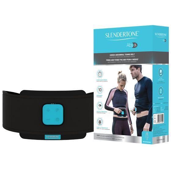 Abs8 Toning Belt

Our newest and most comfortable abs toning belt, with unique ergonomic design, face up display and 10 toning programmes. Clinically proven to firm & tone your abs from 4 weeks, recommended to use 20-30 minutes a day, 5 days a week.

Features:

New OLED Display - OLED (Organic Light Emitting Diodes) Display achieves a brighter picture quality than LCD Displays.
Face up display - so you can see more easily the display information while toning.
Memory Functionality tracking your most recent toning session.
Rechargeable controller - via USB charging cable in just three hours (see details here).
Easy to use and assemble - the controller attaches to the belt with new magnetic connectors.


10 Programmes:

7 Passive Programmes (while reading, working on your computer, watching TV, walking, cooking, helping with your kids homework etc.): 1. Initiation, 2. Beginner, 3. Intermediate, 4. Advanced, 5. Expert, 6. Pro Toning, 7. Ab Power.
3 Active Programmes (while doing a physical activity): 8. Endurance (with a moderate cardio activity such as active walking, jogging or using a stepper or exercise bike), 9. Beginner Crunch & 10. Advanced Crunch (to maximize your Ab Crunch training).

100 intensity levels:
Levels ranging from 0-100, maximum intensity levels vary depending on the programme selected.


Specifications:

Size 24-42 inches (61-107cm) - note that our belt extension can extend it by 7-9 inches (17-22cm)
Easy to clean by hand in lukewarm water (remove controller and gel pads first and allow to dry naturally)
Biomedical-tested fabric


Included in the box:

Slendertone Abs8 unisex toning belt
Rechargeable Controller
One pack of 3 gel pads
USB charging cable
Quick-start guide
Instruction manual