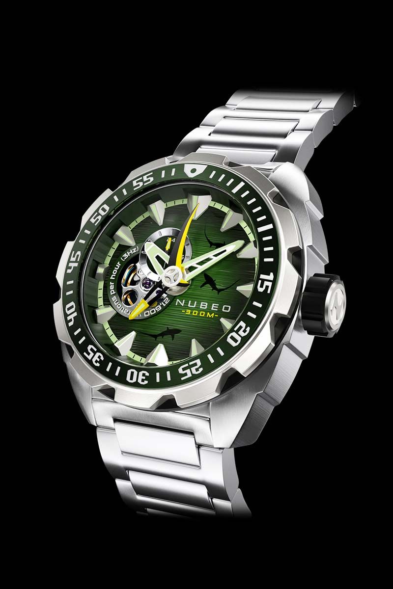 Collection: Thresher 
Model: Nb-6053-33
Movement: Automatic Skeleton 
Case Material: Stainless Steel
Case Diameter (mm): 49
Case Thickness (mm): 18.5
Case Shape: Round
Case Color: Stainless Steel
Dial Color: Green
Band: Solid Stainless Steel Bracelet
Band Color: Stainless Steel
Buckle: Fold Over Buckle With Safety Lock
Band Width (mm): 24
Water Resistance: 30 Atm
Watch Weight (g): 279
Warranty: 2 Years