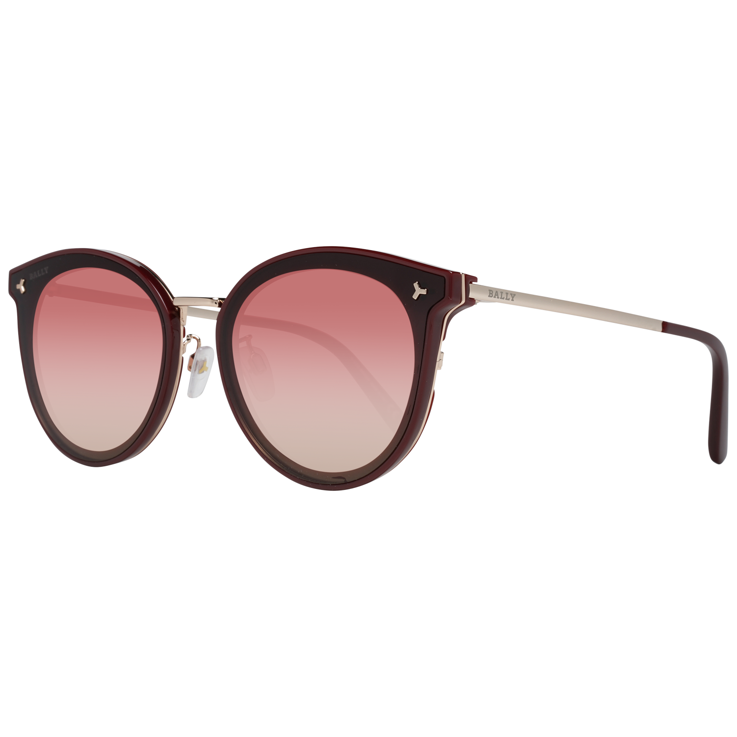 Bally Sunglasses BY0040-D 69T 65 Women
Frame color: Burgundy
Lenses color: Burgundy
Lenses material: Plastic
Filter category: 2
Style: Cat Eye
Lenses effect: Gradient
Protection: 100% UVA & UVB
Size: 65-18-145
Lenses width: 65
Lenses height: 53
Bridge width: 18
Frame width: 154
Temples length: 145
Shipment includes: Case, cleaning cloth
Spring hinge: No
Extra: No extra