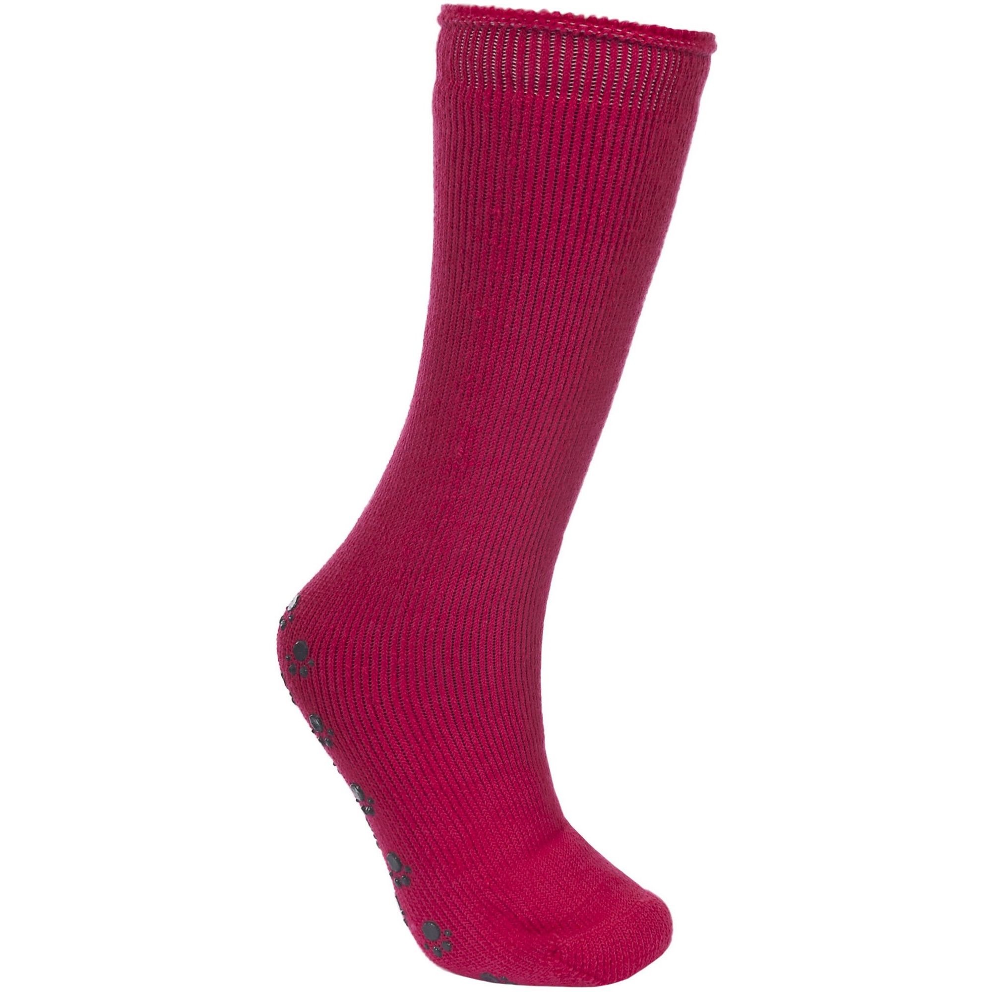 Childrens thermal ski tube socks. Ultra thick. Stick grip sole. 91% Acrylic, 5% Polyamide, 3% Polyester, 1% Elastane. Machine washable.