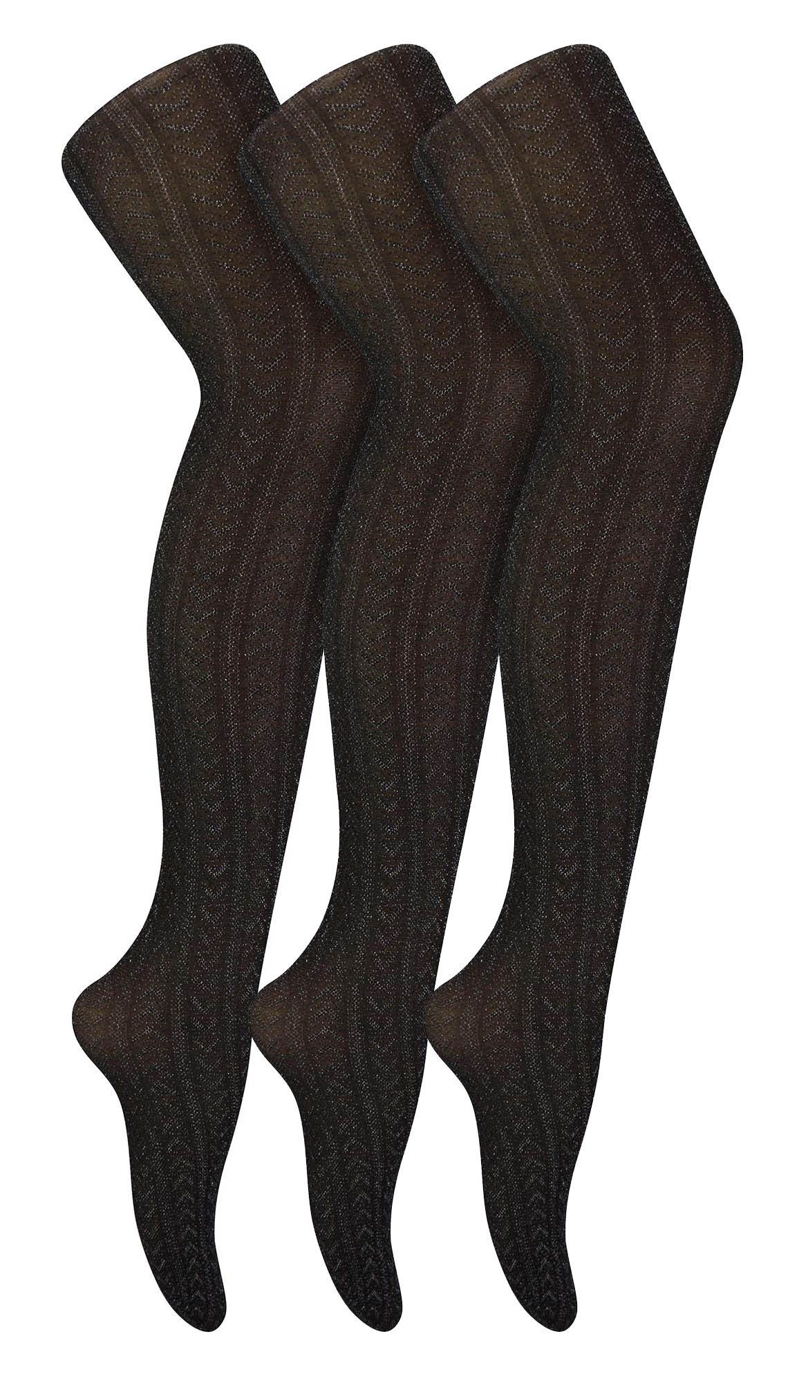 3 Pairs Womens Glitter Tights Sock Snob Pretty Sparkle Pantyhose in