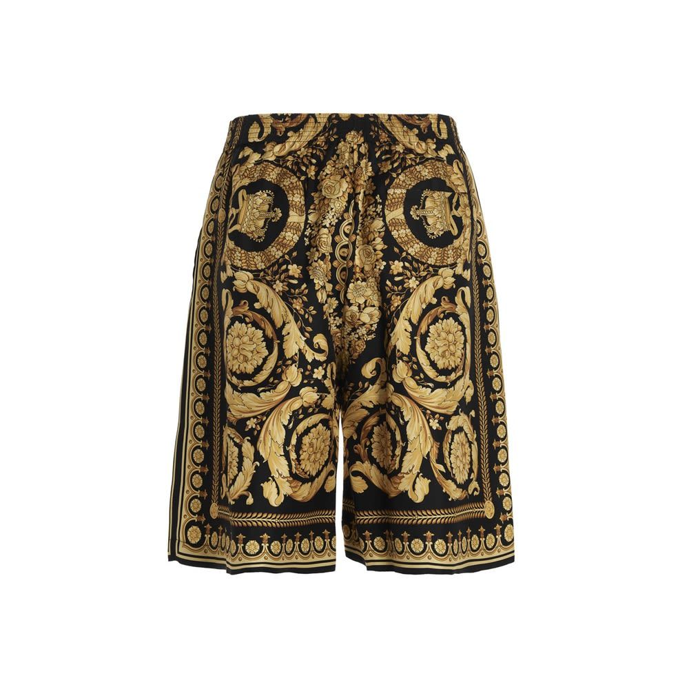 'Barocco' silk bermuda shorts with all-over print and elastic waistband.