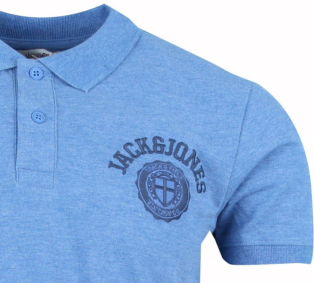 Jack and Jones Athletic Polo Light Blue Polo Shirt. Crew Neck Blue Polo Shirt. Jack & Jones Vintage Collection. Short Sleeve Polo Shirt. Stitched Logo. Slim Fit