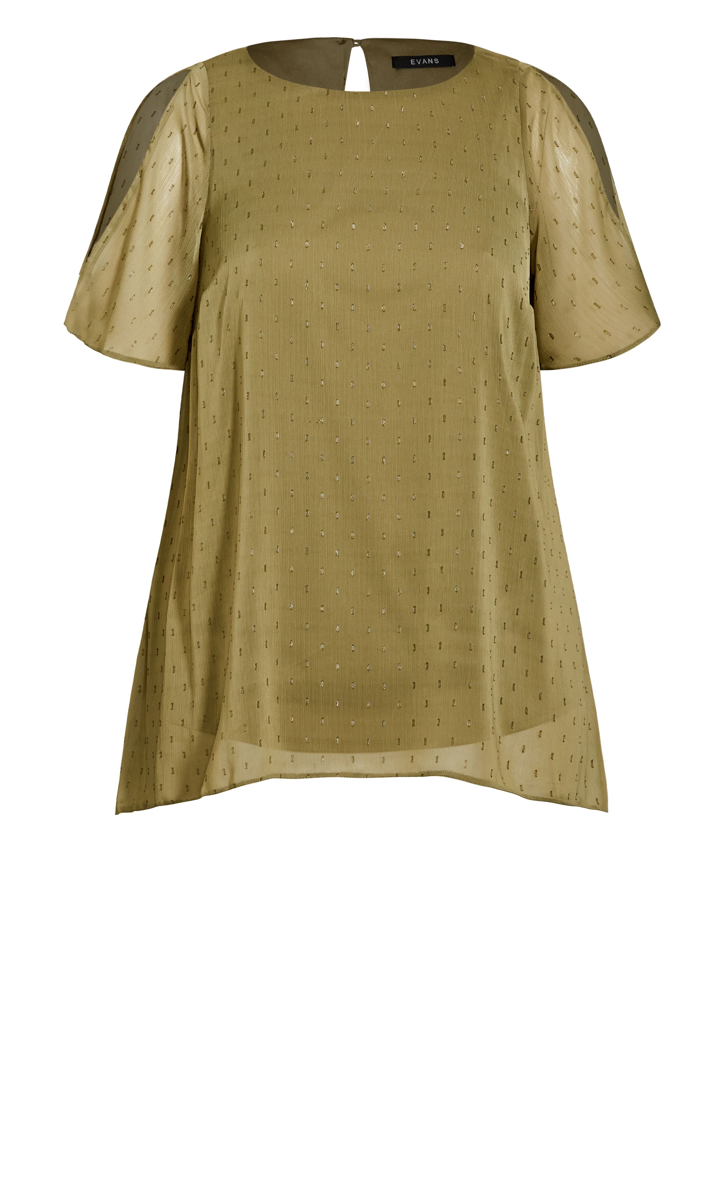 Add a touch of sparkle into your everyday wardrobe with the Sparkle Olay Top. Great for work, weekends and everything in-between, this split sleeve top is a sure-fire wardrobe winner. Key Features Include: - Round neckline - Short sheer split sleeves - Back keyhole with button closure - All over metallic spot detailing - Fully lined Heading out for dinner? Style with sleek black trousers and pumps for an elevated evening look.