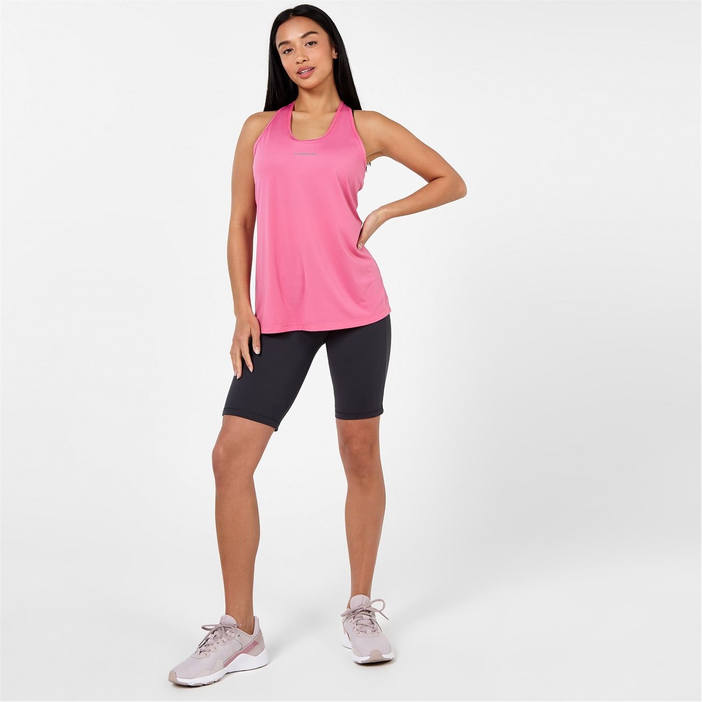 LA Gear Racer Vest - This LA Gear fitted racer vest is the perfect addition to add to your activewear. Its sleeveless sweat wicking stretchy construction features a racer back and power mesh panelling to ensure a comfortable fit that is also breathable. This vest also benefits from having a internal bra support to give you that added support when needed. LA Gear branding is subtly featured to the front of the chest to complete the look.   >Sleeveless  >Racer back  >Flat lock seams  >Mesh panelling  >Internal bra  >Lightweight  >Stretchy  >Keyhole detail to back  >Reflective detail  >Printed logo  >84% Polyester 16% elastane  >Machine Washable