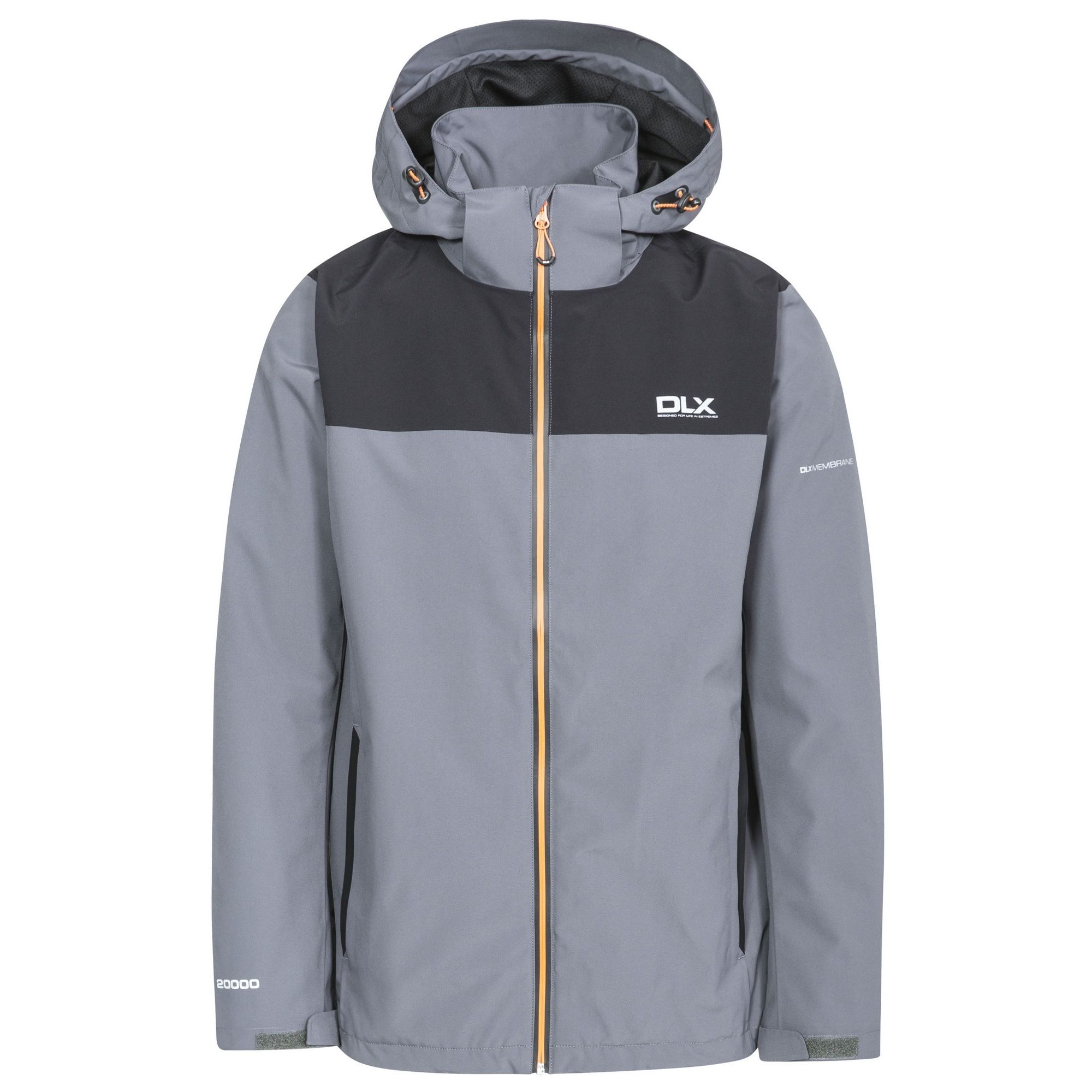 Waterproof jacket with adjustable zip off hood. Contrast water repellent front zip. Underarm ventilation zips. 2 lower zipped pockets with welded detail. Hem drawcord with side adjuster. Flat cuff with adjustable tab. Waterproof 20000mm, breathable 10000mvp, windproof, taped seams. Shell: 100% polyester, TPU membrane. Lining: 100% polyester. Trespass Mens Chest Sizing (approx): S - 35-37in/89-94cm, M - 38-40in/96.5-101.5cm, L - 41-43in/104-109cm, XL - 44-46in/111.5-117cm, XXL - 46-48in/117-122cm, 3XL - 48-50in/122-127cm.