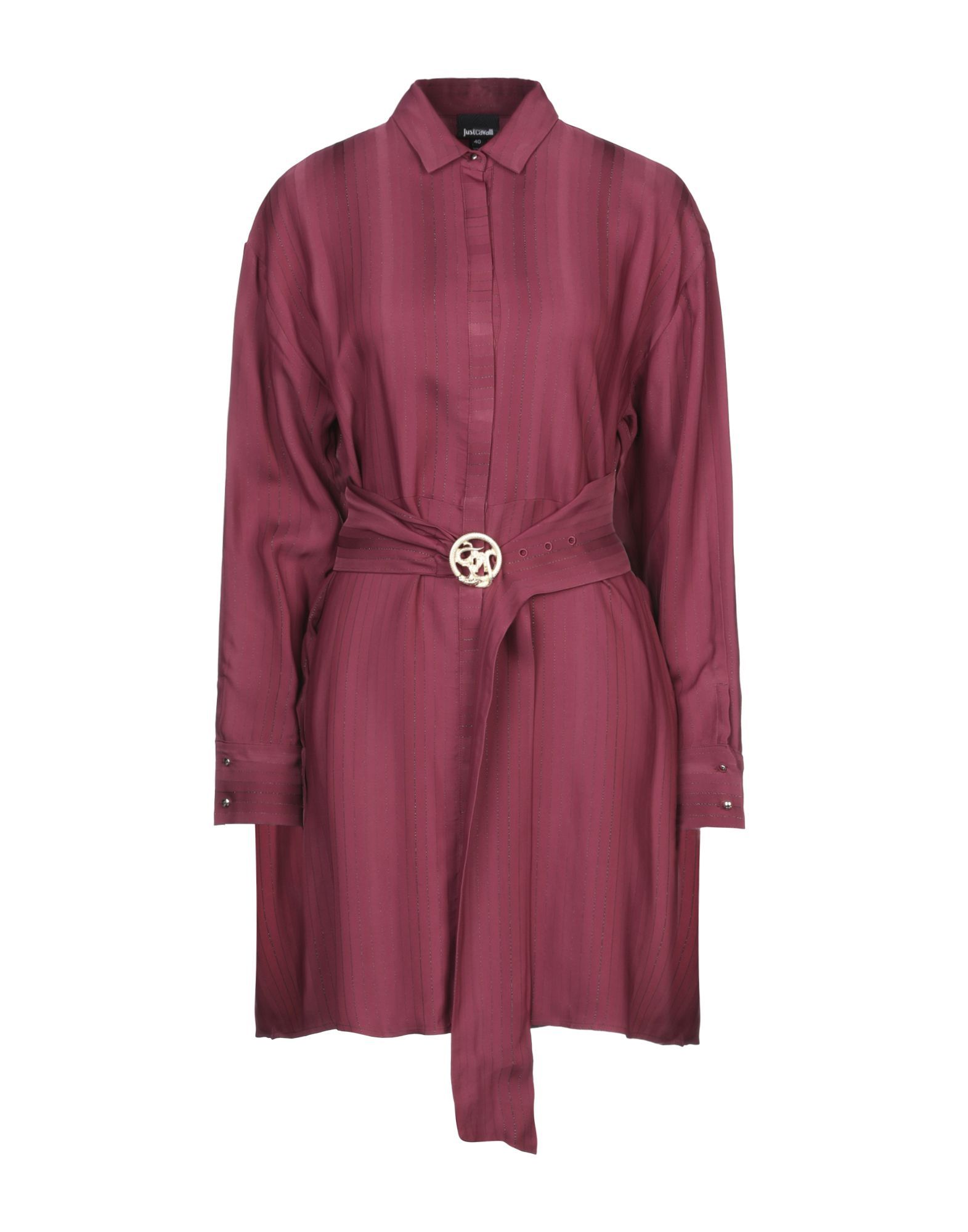 cady, lamé, belt, solid colour, classic neckline, long sleeves, multipockets, buttoned cuffs, front closure, button closing, unlined