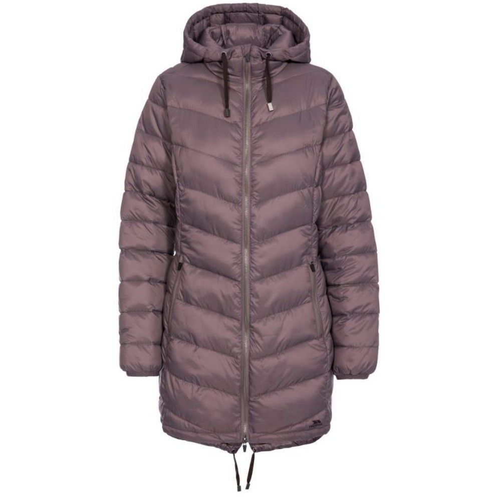 Ultra lightweight jacket. Grown on hood. 2 zip pockets. Downtouch padding. Elasticated cuffs. Inner storm flap. Shell: 100% Polyamide, Lining: 100% Polyamide, Filling: 100% Polyester. Trespass Womens Chest Sizing (approx): XS/8 - 32in/81cm, S/10 - 34in/86cm, M/12 - 36in/91.4cm, L/14 - 38in/96.5cm, XL/16 - 40in/101.5cm, XXL/18 - 42in/106.5cm.