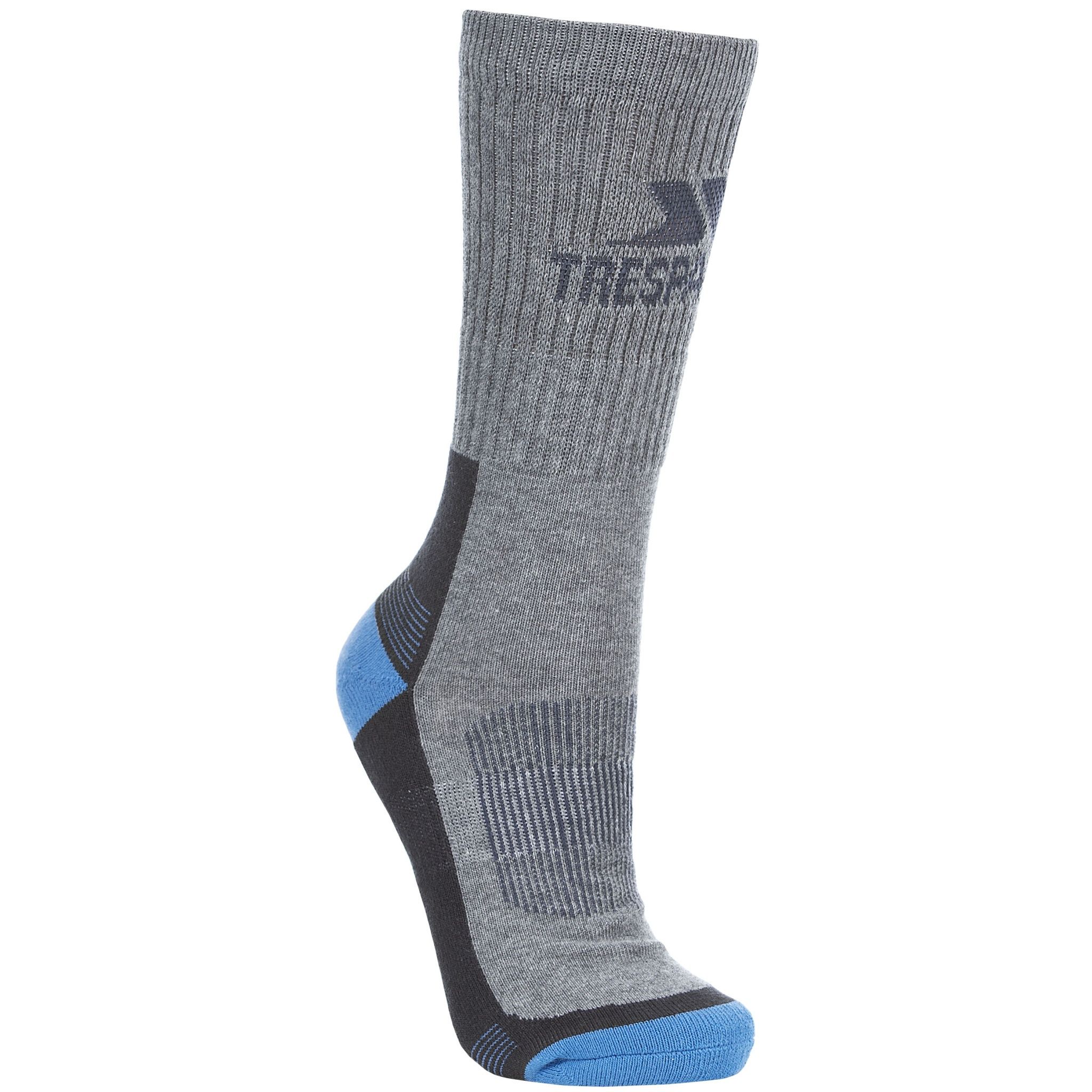 Mens padded hiking boot socks. High density padding around heel and toe. Elasticated grip elements. Elasticated cuffs. Choice of 2 colour packs. Choice of 2 sizes: UK 4-7, UK 7-11. 70% Cotton, 20% Nylon, 10% Elastane.