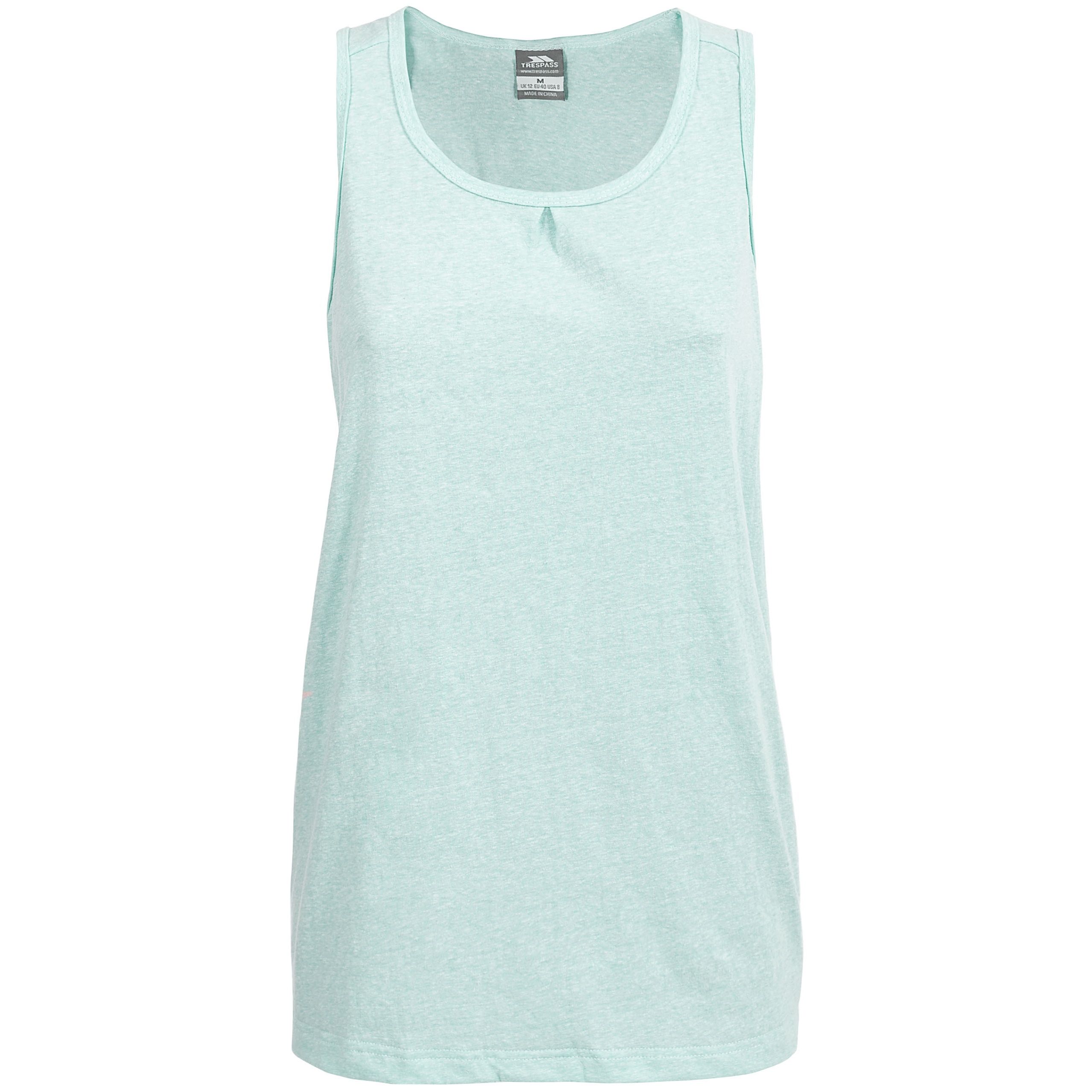 Marl slub fabric. Vest top. Scooped neck. Binding at neck and armhole. Quick dry. 130gsm. 60% Cotton, 40% Polyester. Trespass Womens Chest Sizing (approx): XS/8 - 32in/81cm, S/10 - 34in/86cm, M/12 - 36in/91.4cm, L/14 - 38in/96.5cm, XL/16 - 40in/101.5cm, XXL/18 - 42in/106.5cm.