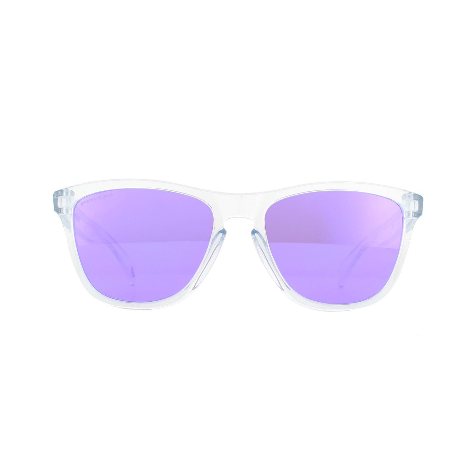 Oakley Sunglasses Frogskins OO9013-H7 Polished Clear Prizm Violet a re-run of the very first Oakley dual-lens sunglass the Frogskins are limited edition specials that are in high demand and often collectors models. Unusual colours and funky combinations make these much sought after.