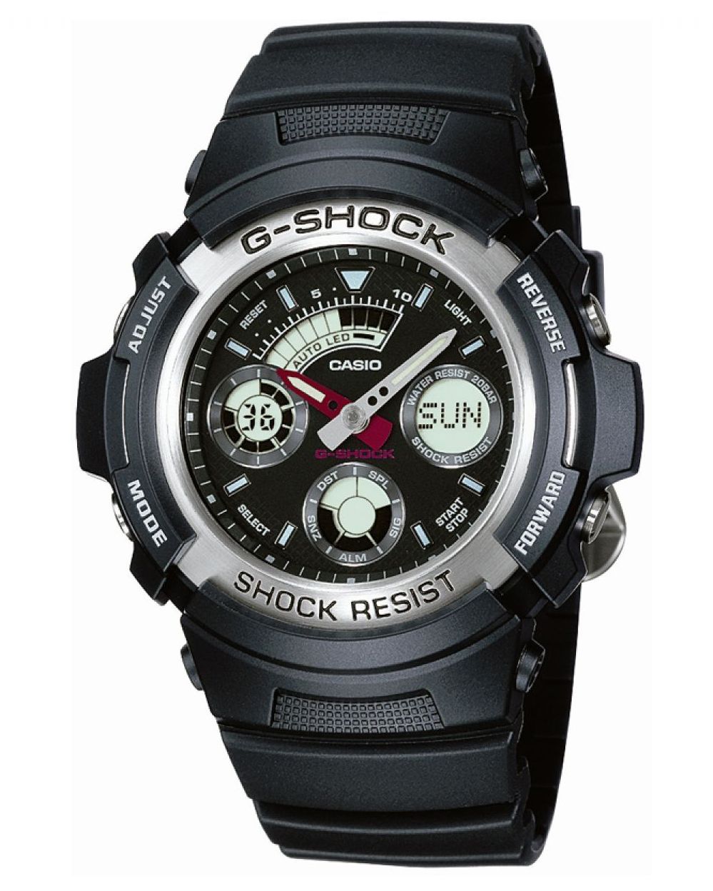 This Casio G-shock Analogue-Digital Watch for Men is the perfect timepiece to wear or to gift. It's Black 46 mm Round case combined with the comfortable Black Plastic will ensure you enjoy this stunning timepiece without any compromise. Operated by a high quality Quartz movement and water resistant to 20 bars, your watch will keep ticking. This is a perfect sporty and business causal watch for you, it's a great gift for family or friends -The watch has a calendar function: Day-Date-Month, World Time, Stopwatch, Countdown, Alarm, Light High quality 21 cm length and 21 mm width Black Plastic strap with a Buckle Case diameter: 46 mm,case thickness: 15 mm, case colour: Black and dial colour: Black