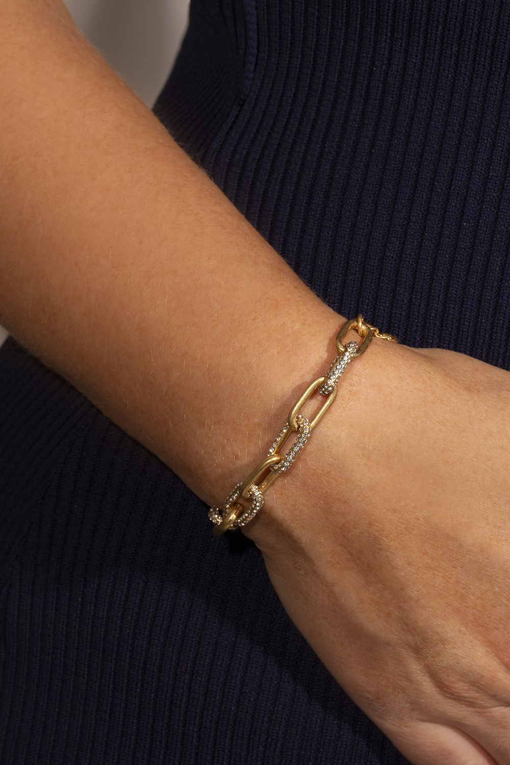 This chunky pave chain bracelet is the staple piece you need this winter! It adds such an on trend edge to any outfit, whether it's a night out dress or a jumper and jeans. The beautiful 7 inch gold plated chain features pave encrusted links on one side, giving a delicate edge to an otherwise strong piece. The chain is fastened with a lobster clasp and has a 4cm extender chain to easily adjust. It also comes with a matching necklace and they really are a match made in heaven! When in doubt, go simple and style it out.