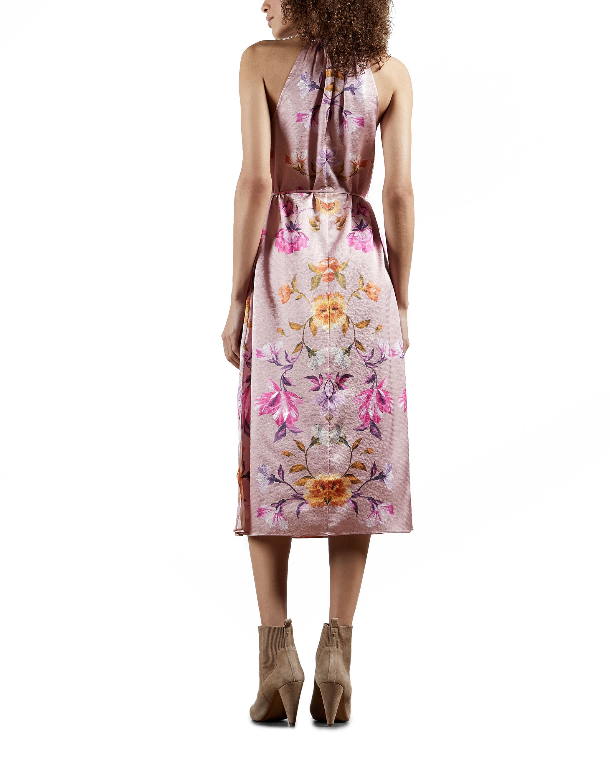 ted baker megarra rhubarb halterneck midi dress