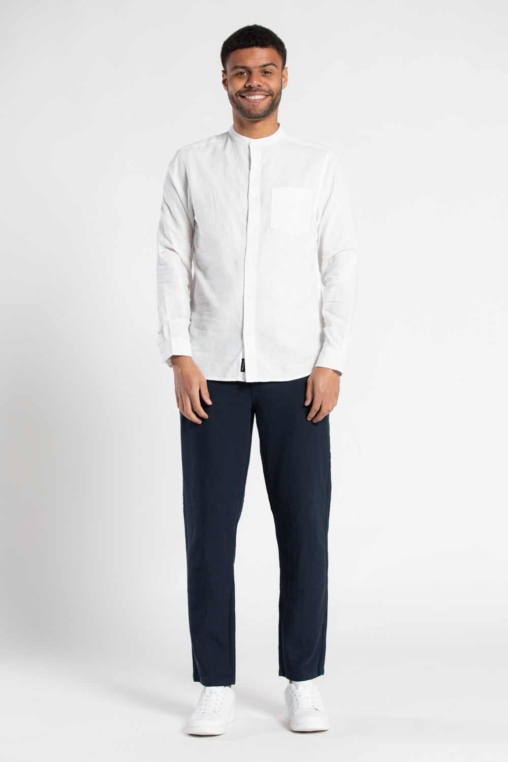 Long Sleeve Linen Blend Shirt