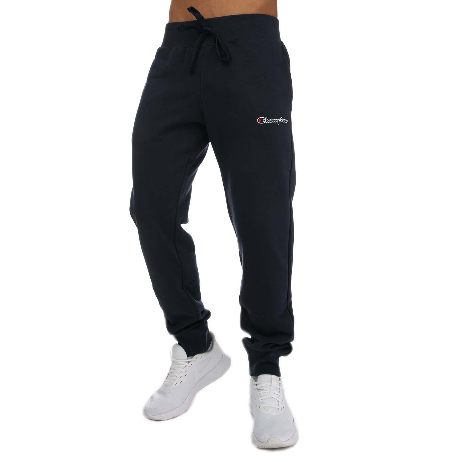 Men's Champion Small Embroidered Script Logo Joggers in Navy