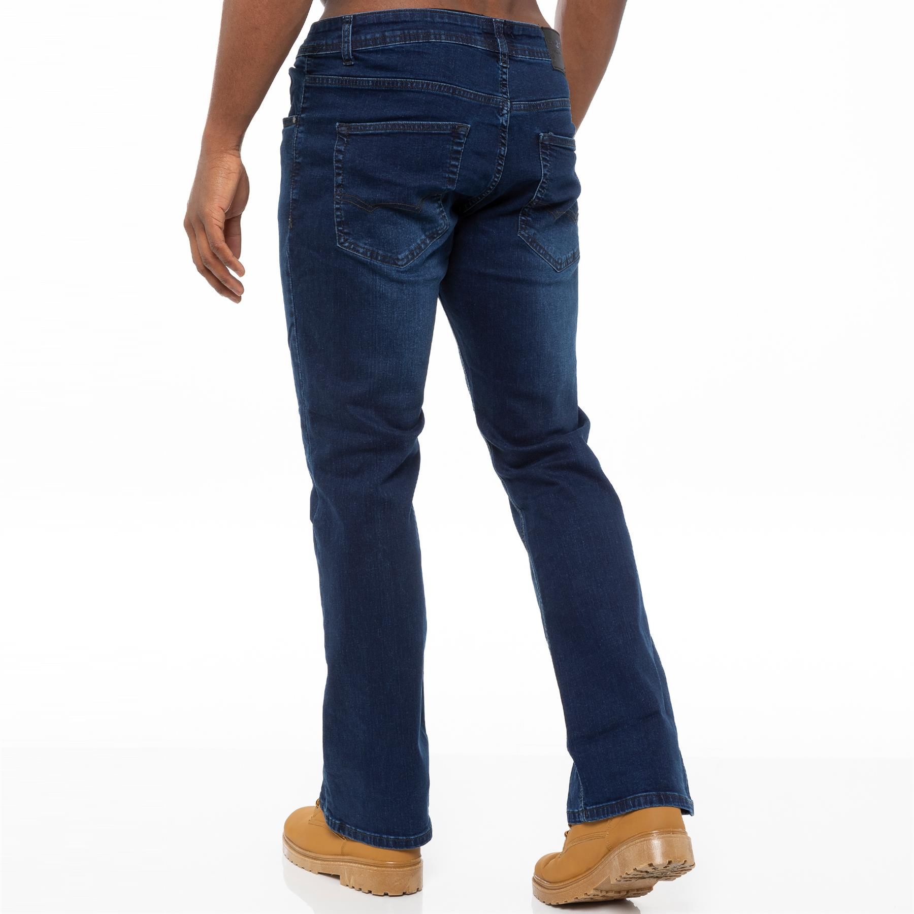 Enzo Mens Bootcut Stretch Denim Jeans