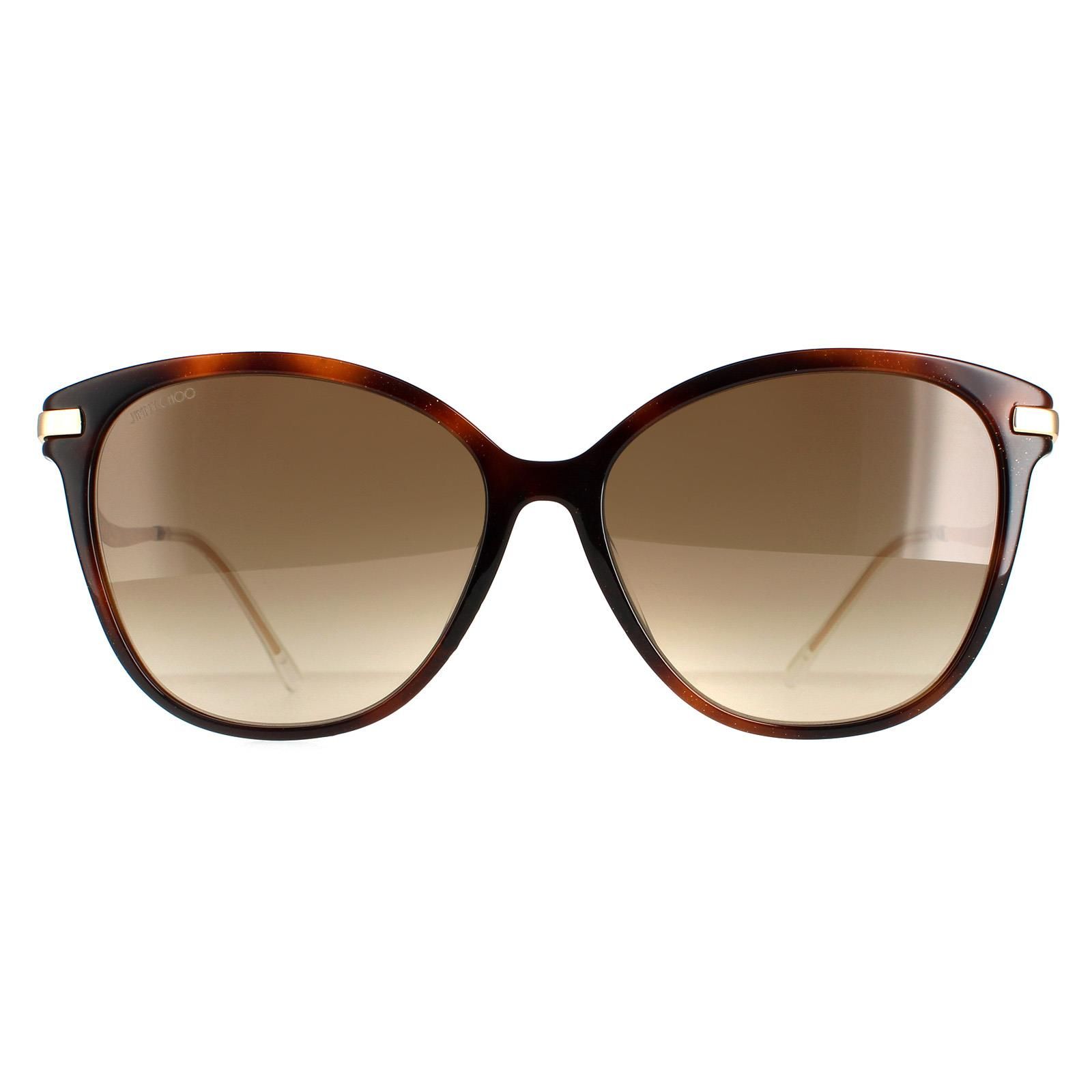 Jimmy Choo CatEye Womens Glitter Havana Brown Gradient Peg/F/S  Jimmy Choo are a cat eye style crafted from lightweight acetate. The Jimmy Choo logo is engraved into the wavy designed temples for brand authenticity